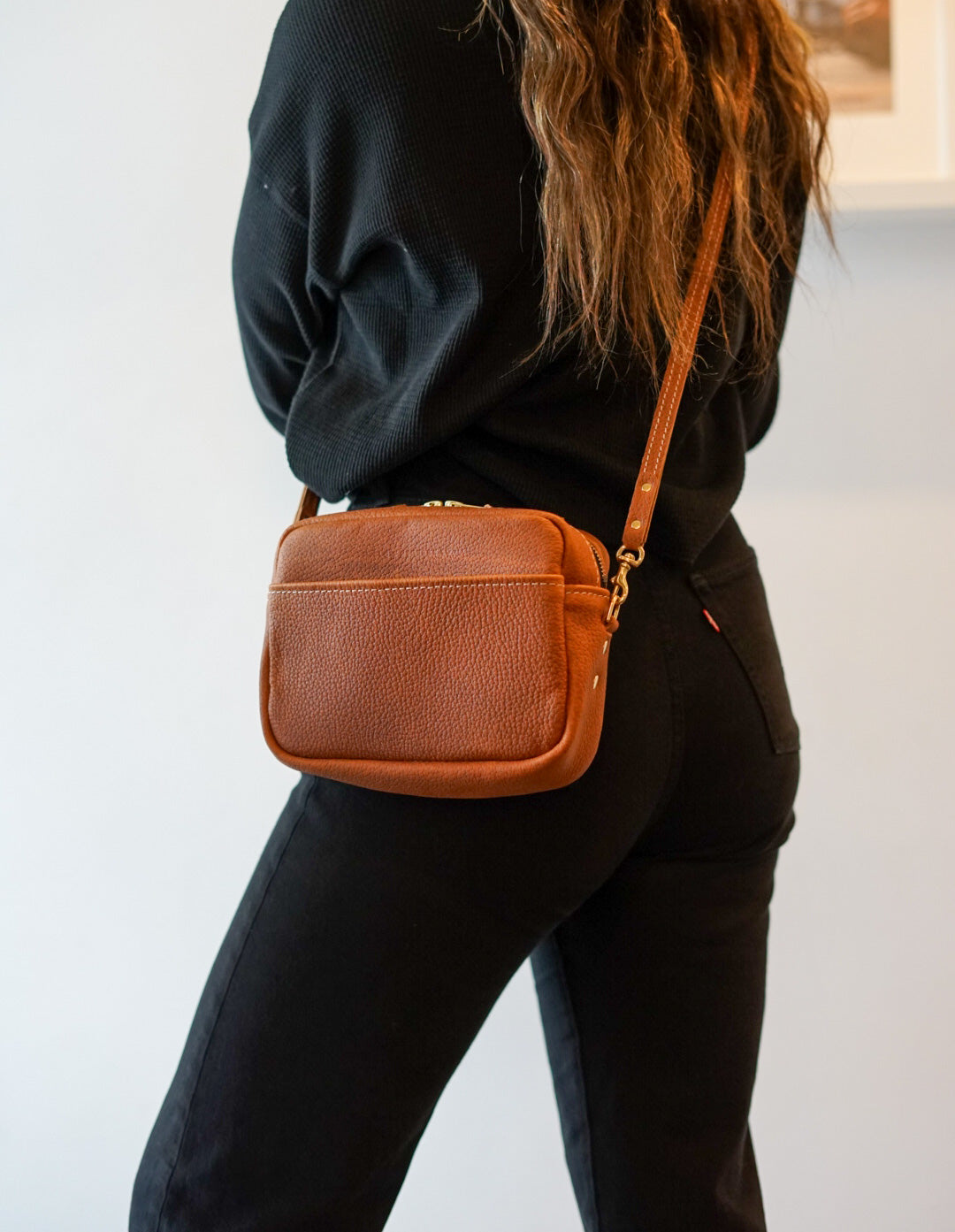 Premium Rectangle Crossbody Bag in Pebbled Canyon Tan - Stylish & Durable for Work, Travel & Everyday Use