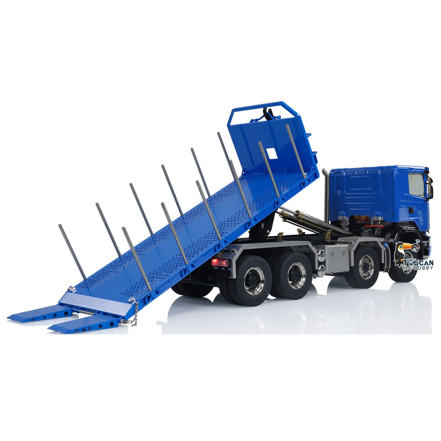 1:14 Scale 8x8 RC Hydraulic Dump Truck with Roll On/Off Function - Remote Controlled Tipper Car with Realistic Sounds & LED Lights - U-Shaped High Bucket & Timber Flatbed for Construction Site Play & Collectors - Perfect for Kids Outdoor Play, Construction Toy Enthusiasts, and RC Vehicle Lovers
