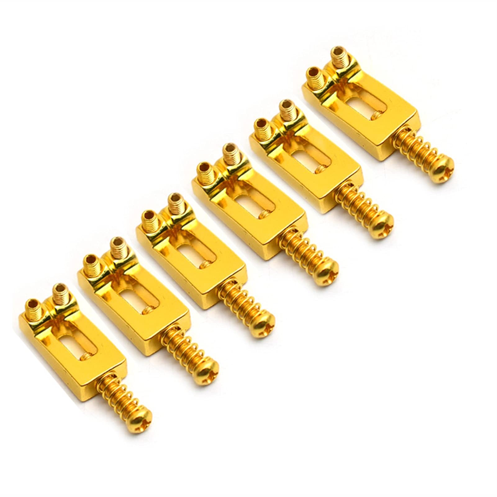 6-Piece Concave Electric Guitar Tremolo Bridge Set - Chrome/Gold String Saddles Replacement for Enhanced Tuning Stability (Ideal for Rock, Blues & Metal Performances)