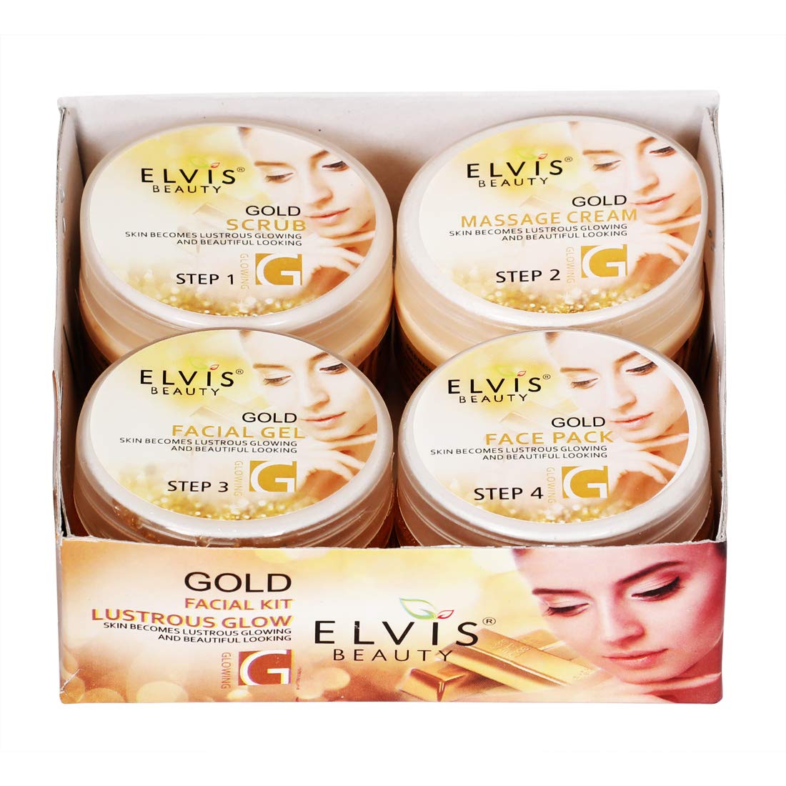 Elvis Beauty Gold Facial Kit for Radiant Skin - 200g Luxury Skincare Set | Brightening & Hydrating Treatment for Glowing Complexion | Perfect for Spa Days & Special Occasions
