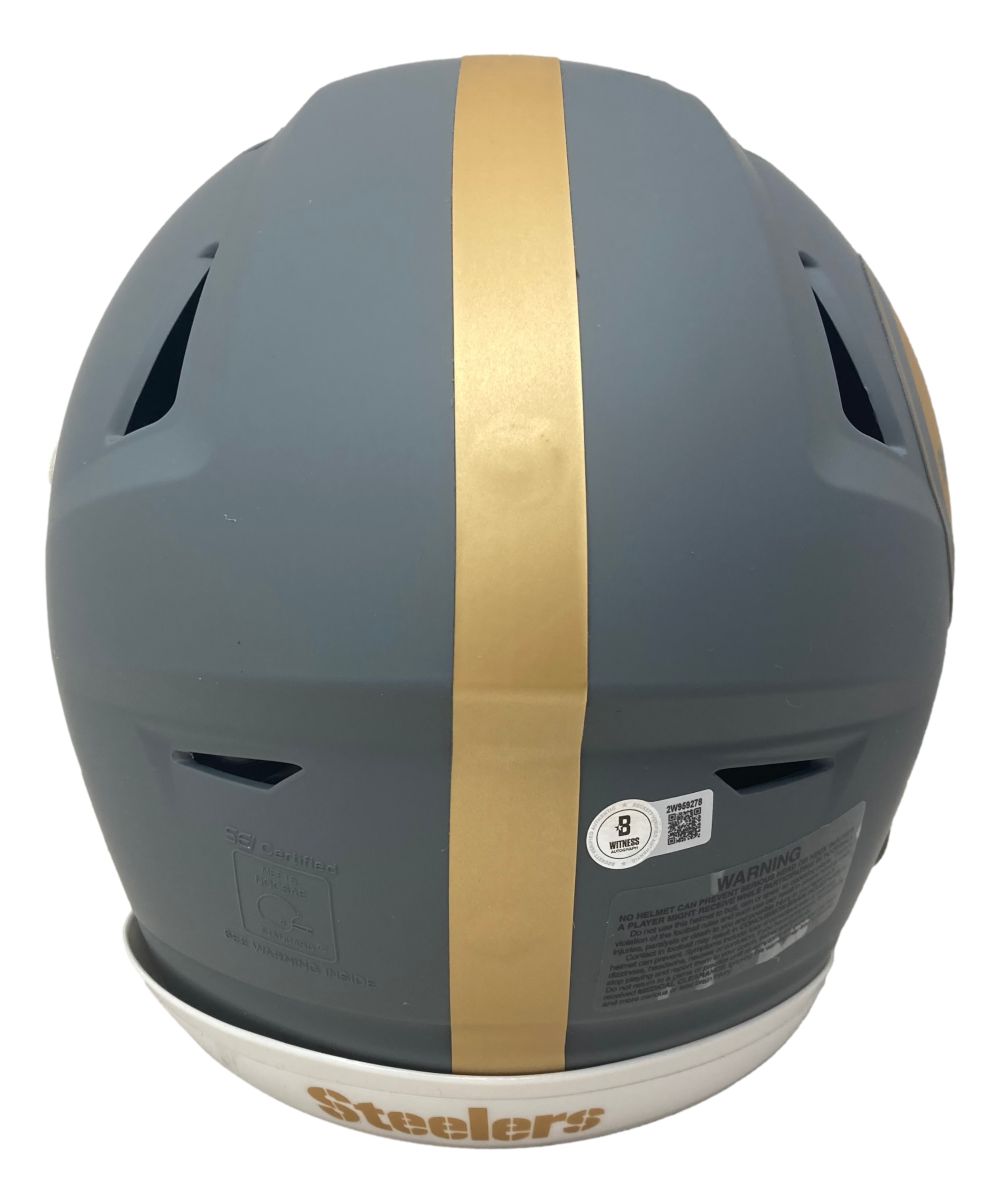 James Harrison Autographed Pittsburgh Steelers Full Size Slate Authentic Speed Flex Football Helmet - Certified Authentic - Perfect for Collectors, Man Cave Decor, and Steelers Fans Gifts