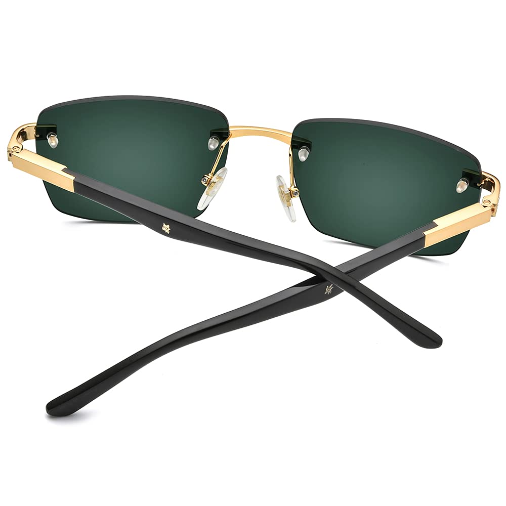 100% Real Buffalo Horn Handmade Square Rimless Sunglasses for Women - Luxury Diamond-Studded Fashion Sunglasses | Perfect for Beach, Driving & Outdoor Activities