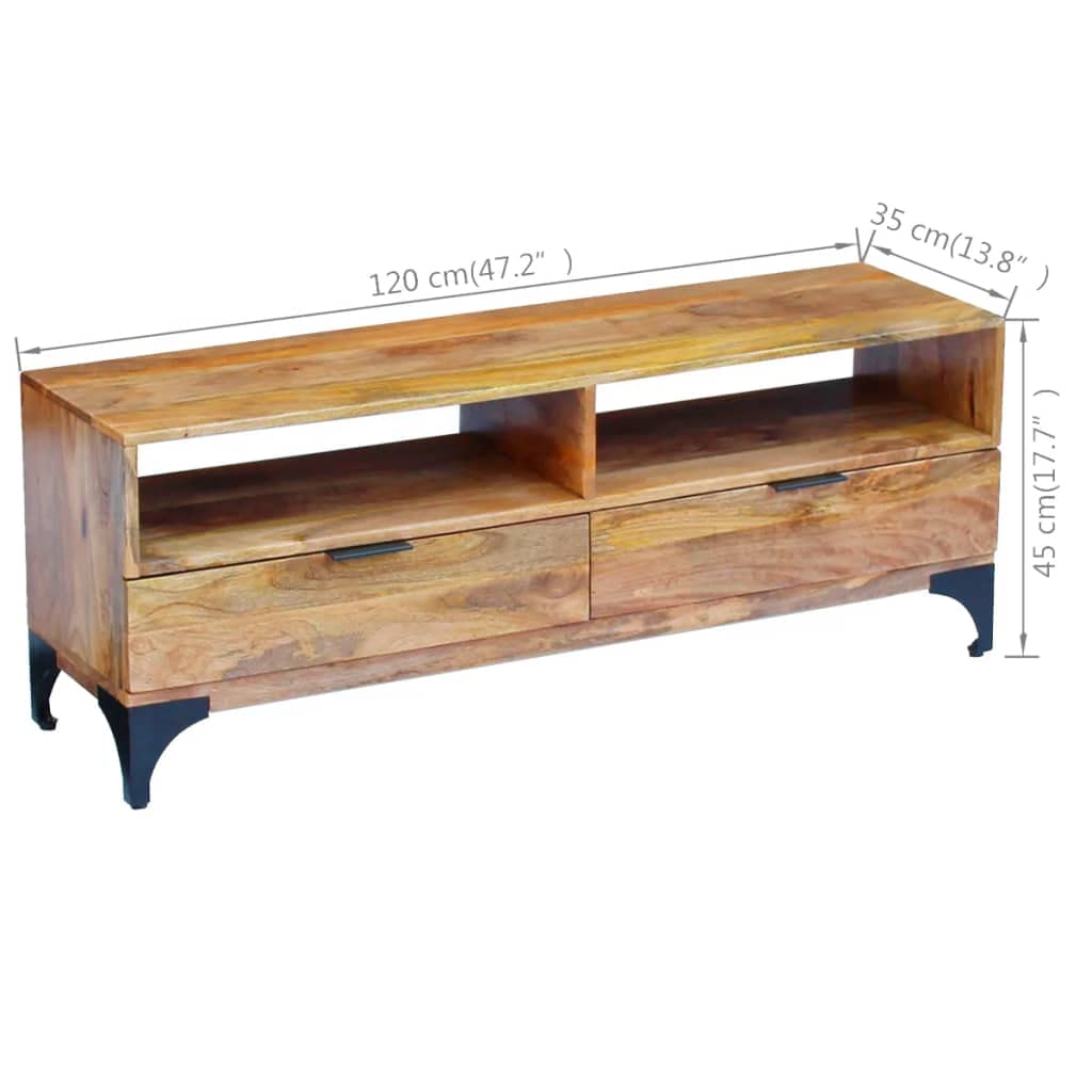 Premium Mango Wood TV Stand for Living Room - 47.2