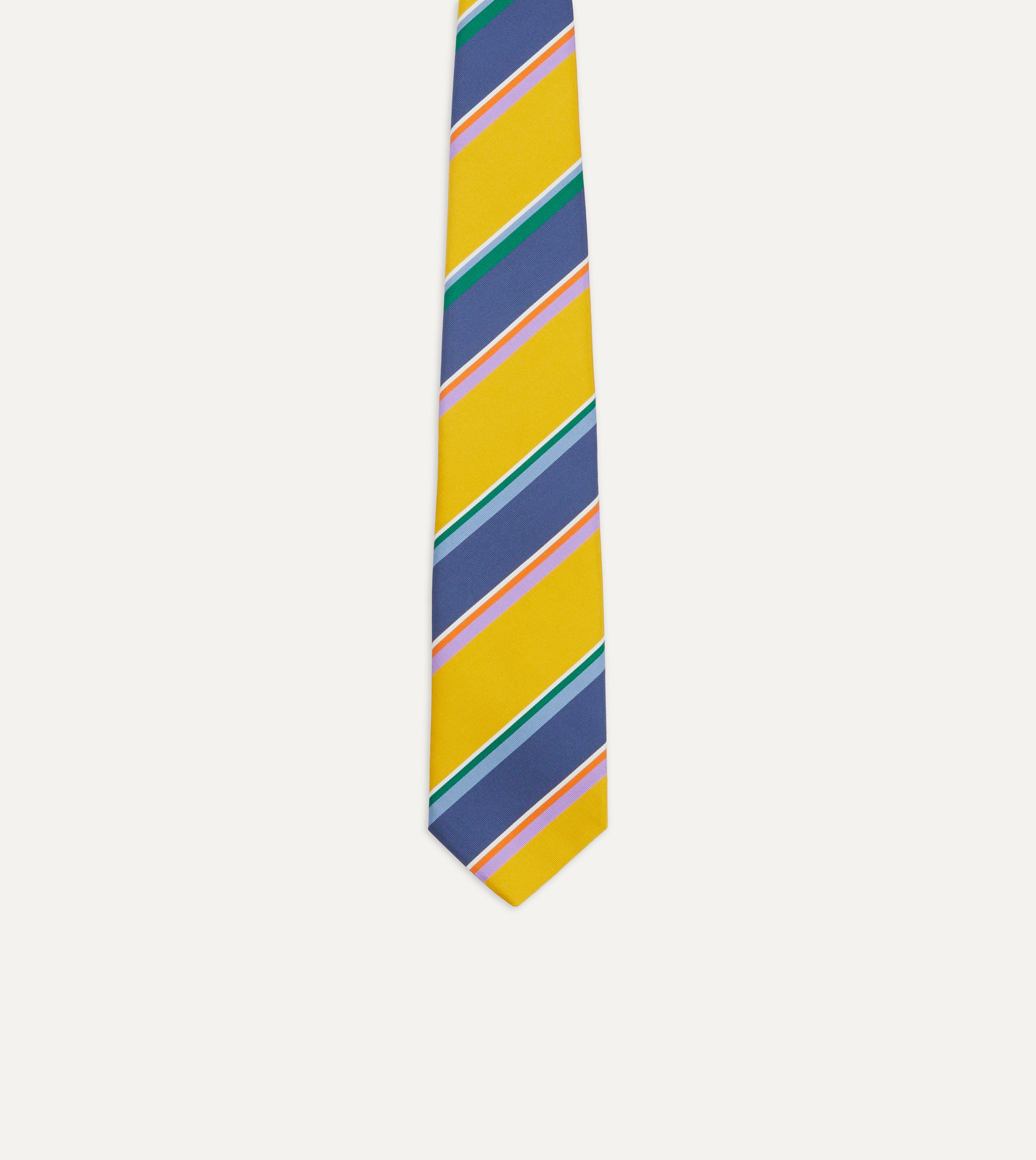 Premium Yellow Multi-Stripe Silk Tipped Necktie for Men - Elegant Business & Formal Occasions, Weddings & Office Wear