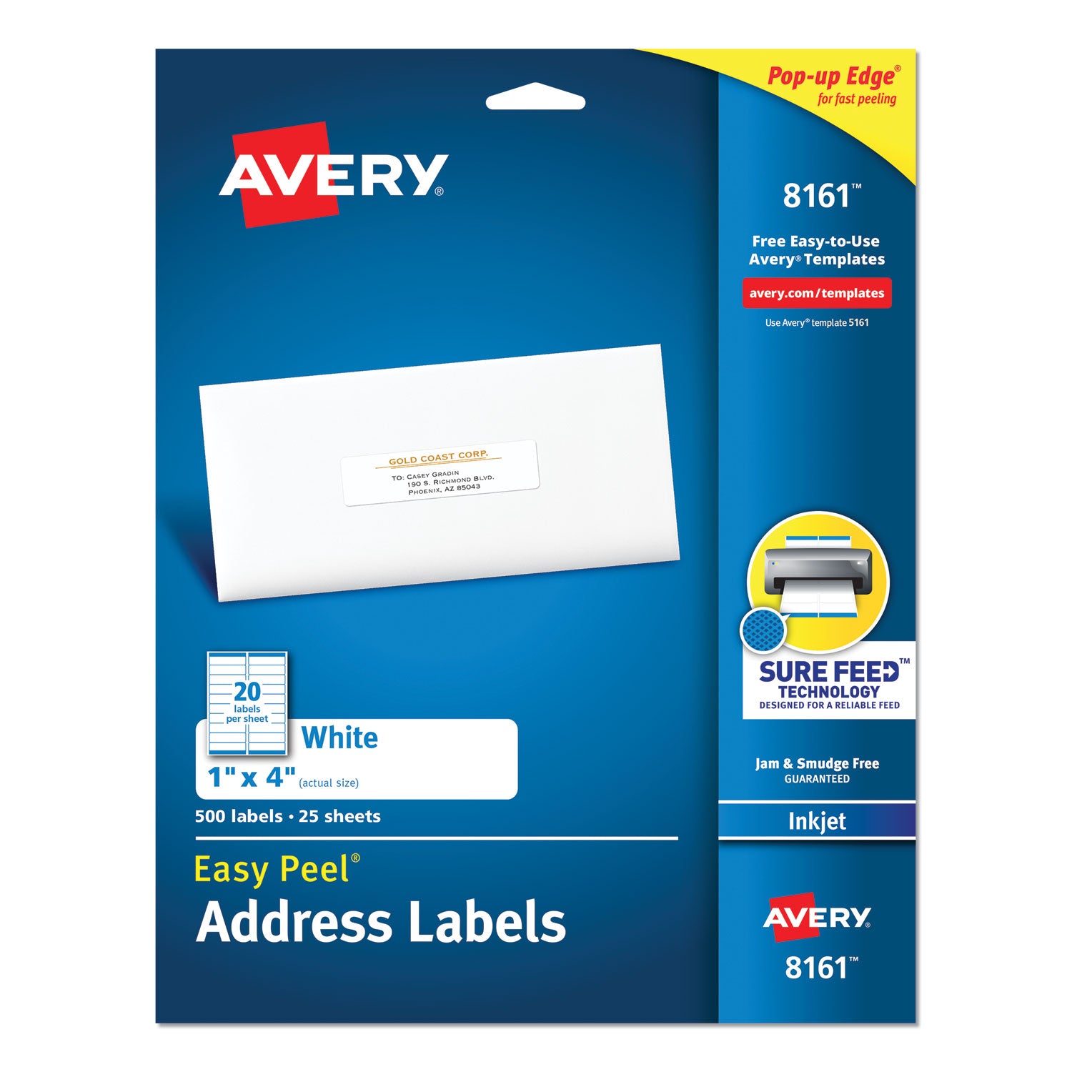 Avery® Easy Peel White Address Labels with Sure Feed Technology for Inkjet Printers - 1
