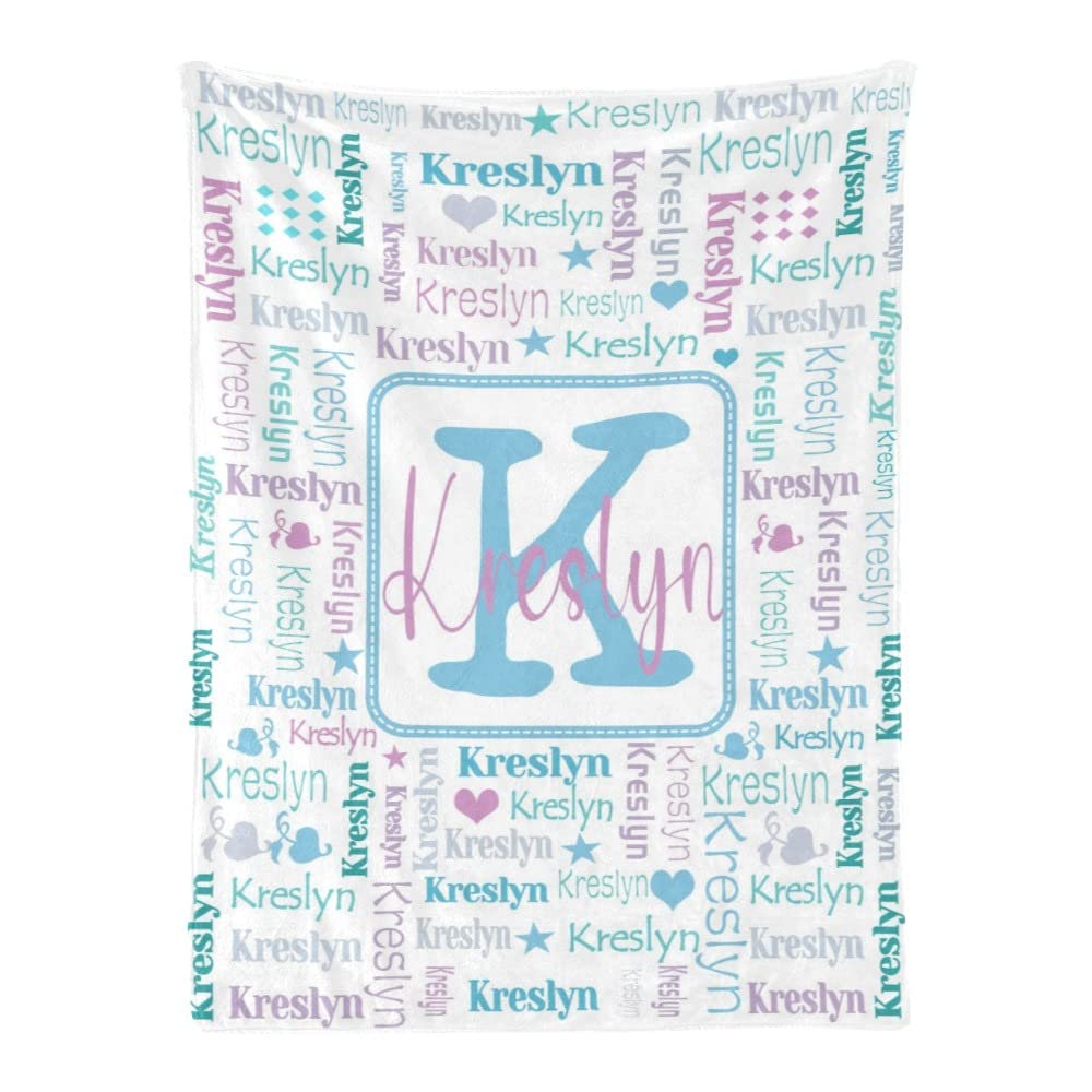 Personalized Baby Blankets with Name - Custom Monogram Baby Blanket for Girls & Boys - Soft Flannel Receiving Blanket - Unique Baby Shower Gift for Newborns (Perfect for Nursery, Photo Shoots & Travel)