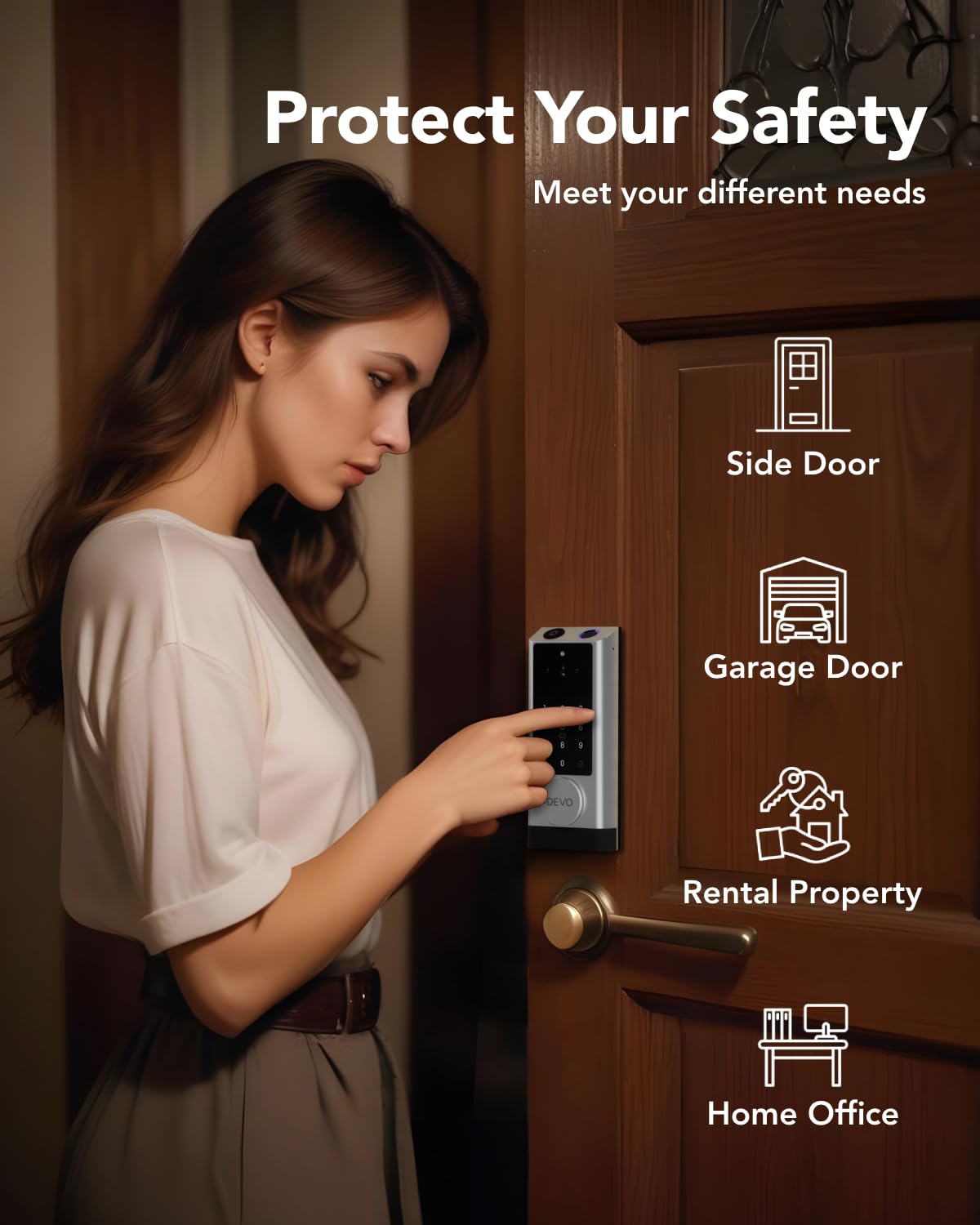 Devo G1 Smart Video Door Lock with Camera & Doorbell - 6-in-1 Keyless Entry, Fingerprint ID, Auto Lock, Wi-Fi Enabled Smart Deadbolt - BHMA Grade 3 Secure Front Door Lock - Easy Installation & Waterproof - Perfect for Home Security, Vacation Rentals & Smart Home Integration