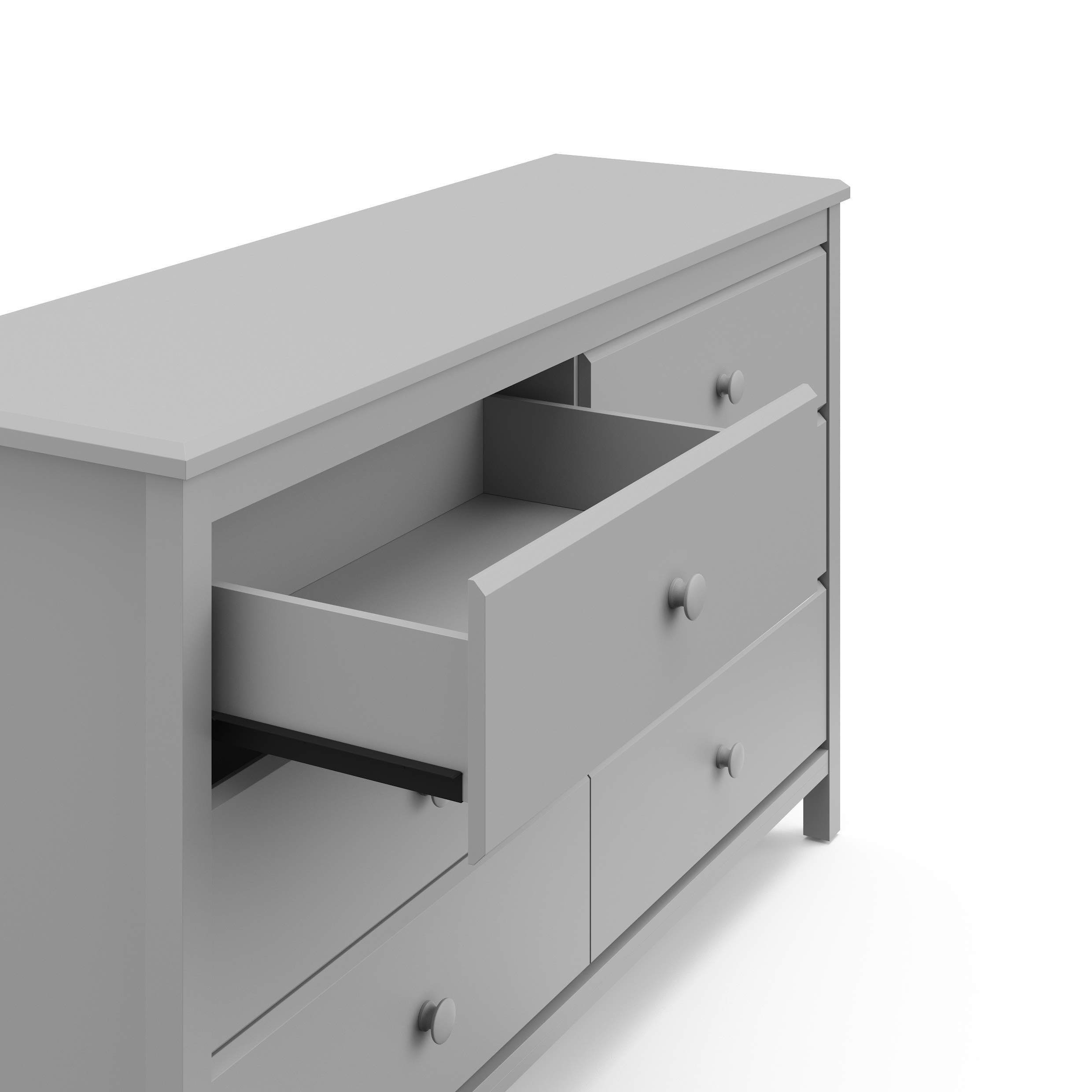 Storkcraft Alpine 6-Drawer Double Dresser in Pebble Gray - GREENGUARD Gold Certified Nursery Dresser for Kids | Baby Room Storage Organizer & Bedroom Chest of Drawers | Perfect for Toddler Bedroom Organization and Baby Clothes Storage