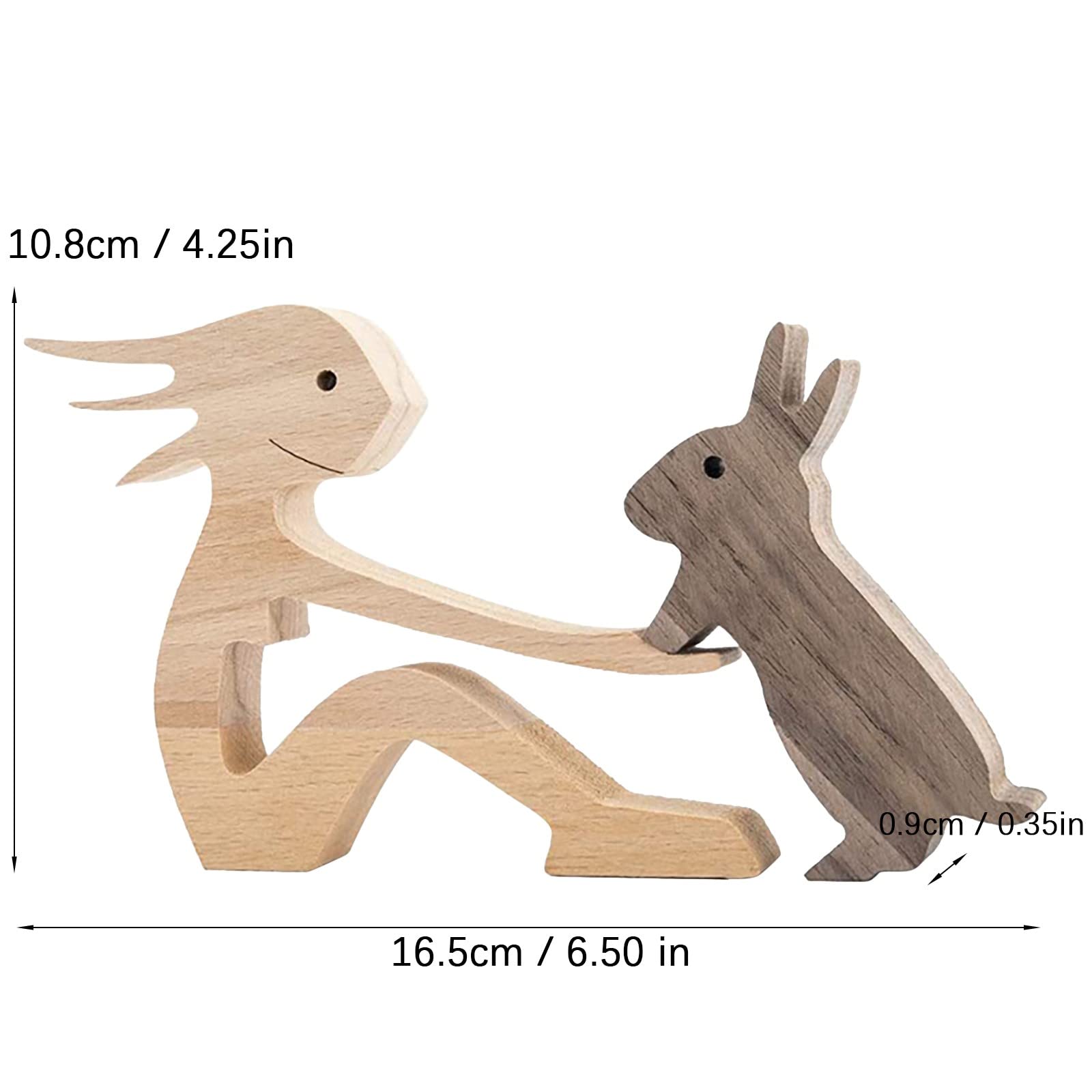 Handmade Wooden Statue - Small Home Decor for Living Room, Office Desk | Women & Dog Figurine | Rustic Wooden Decoration for Housewarming Gift, Shelf Display, and Cozy Interior Design