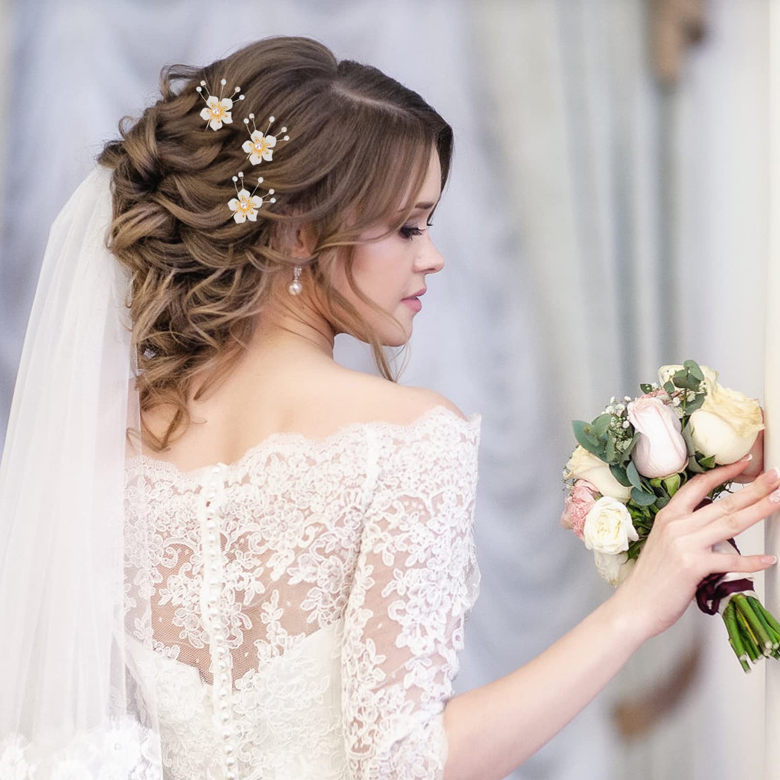 Elegant Bridal Hair Pins Set - 8 Piece Rhinestone Flower Hairpieces with Pearl Hair Comb & Clips for Bride & Bridesmaids | Perfect for Weddings, Prom, and Formal Events