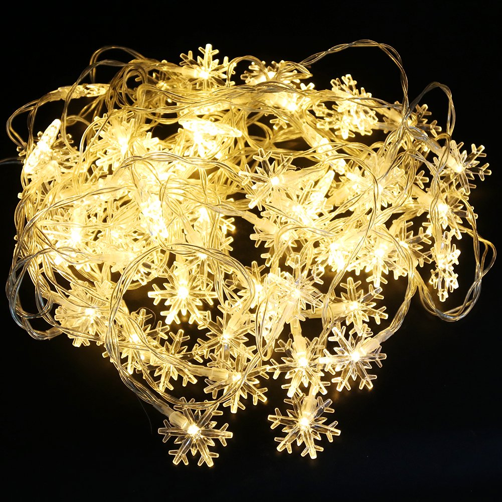 XUNATA 6.6ft USB LED String Lights - Waterproof Fairy Snowflake Lights for Indoor & Outdoor Christmas, Wedding, Party, Patio, Bedroom Decoration (Warm White) | Perfect for Holiday Decor, Garden Lighting, and Cozy Home Ambiance