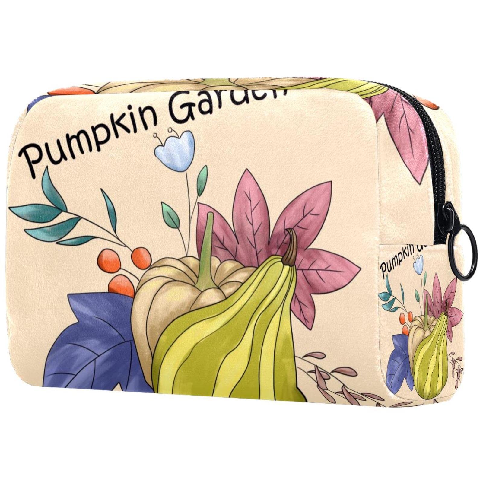 Large Pumpkin Makeup Bag for Women - Waterproof Travel Cosmetic Organizer with Zipper Pouch | Perfect for Halloween, Fall Season & Gift Giving