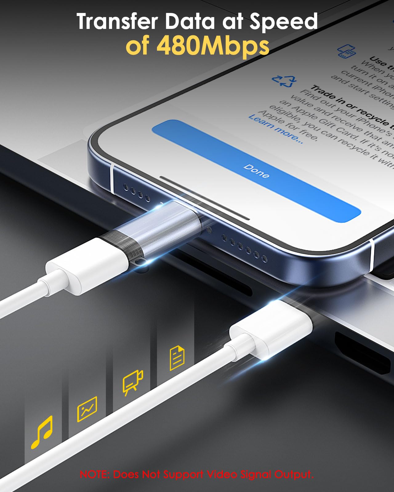 MoKo 2 Pack Lightning to USB C Adapter - iPhone 15/16 Pro/Pro Max/Plus, Galaxy S24, iPad Air/Pro Compatible - Fast Charging & Data Transfer - Gray (Perfect for Travel, Office & Home Use)