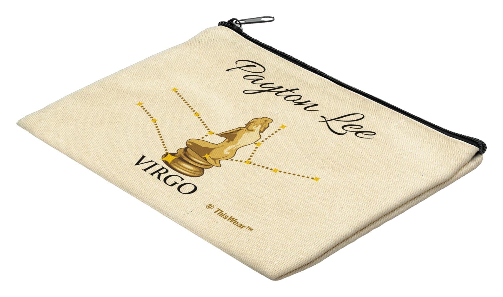 Virgo Zodiac Sign Makeup Bag for Women - Personalized Astrology Gift with Virgo Bust Design - Perfect for Travel, Gym & Daily Cosmetics Storage