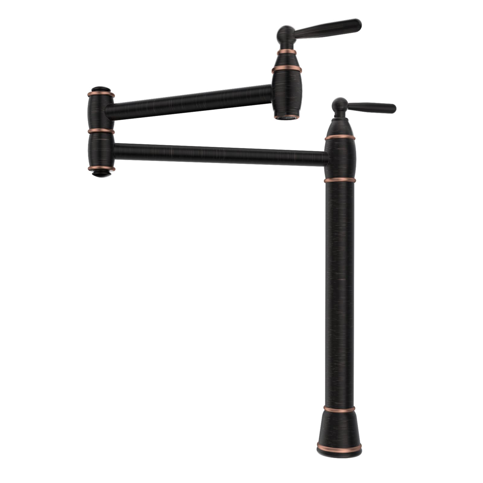 ARCORA Oil Rubbed Bronze Pot Filler Faucet - 2 Handle Deck Mount Kitchen Faucet with Stretchable Double Joint Swing Arms - Brass Stove Faucet for Easy Cooking & Filling Pots (Perfect for Home Kitchen, Restaurant, and Commercial Use)