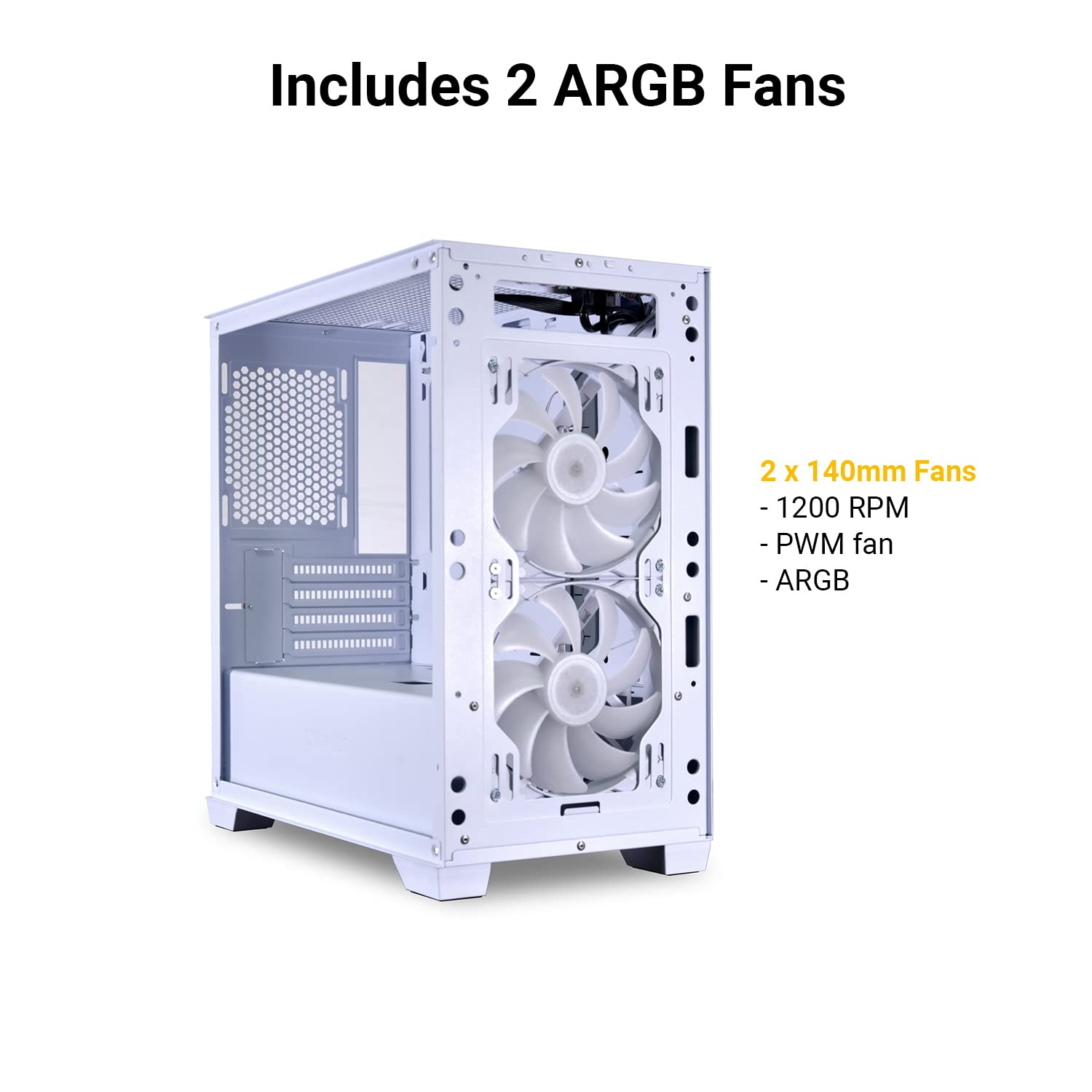 LIAN LI LANCOOL 205M MESH Snow White Micro ATX PC Case - High Airflow RGB Gaming Computer Case with Mesh Front Panel & 2x140mm ARGB PWM Fans, Tempered Glass Mid-Tower Chassis | Perfect for Gaming Rigs, Streaming Setups & Home Office Workstations