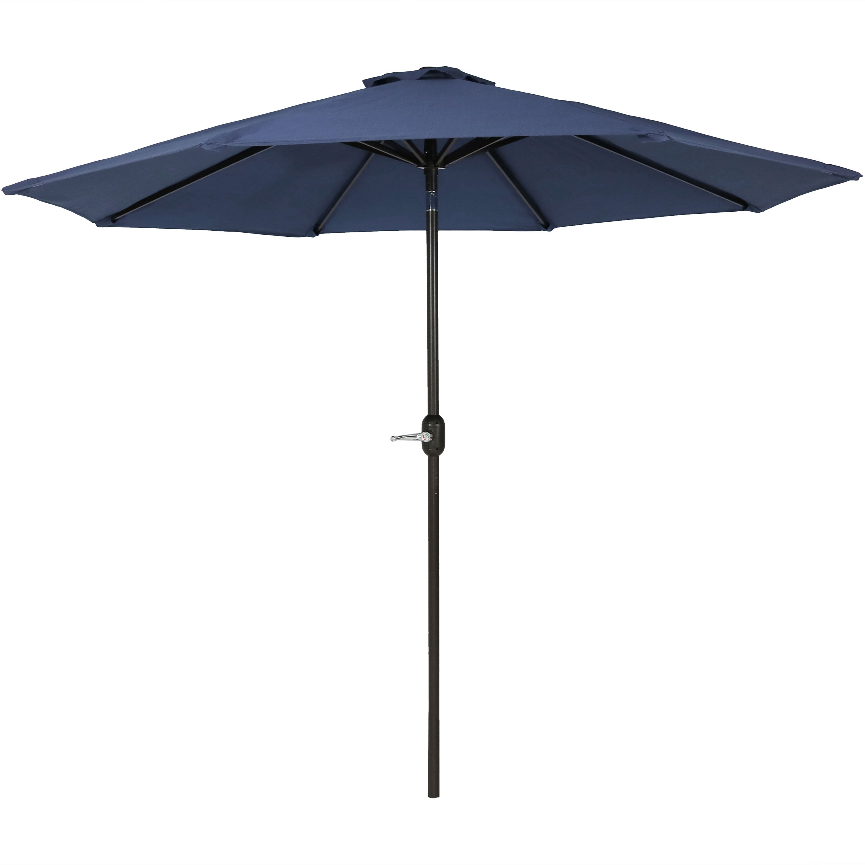 Sunnydaze 9-Foot Aluminum Spun Poly Market Umbrella with Tilt & Crank - Navy Blue Outdoor Patio Umbrella for Garden, Poolside, and Restaurant Use