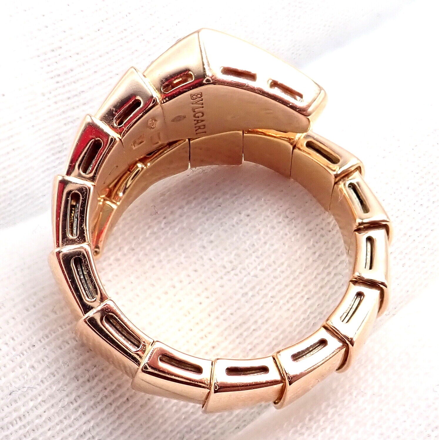 Authentic Bulgari Bvlgari Serpenti Viper 18k Rose Gold Diamond Ring for Women - Luxury Jewelry Gift for Anniversary, Valentine's Day & Special Occasions