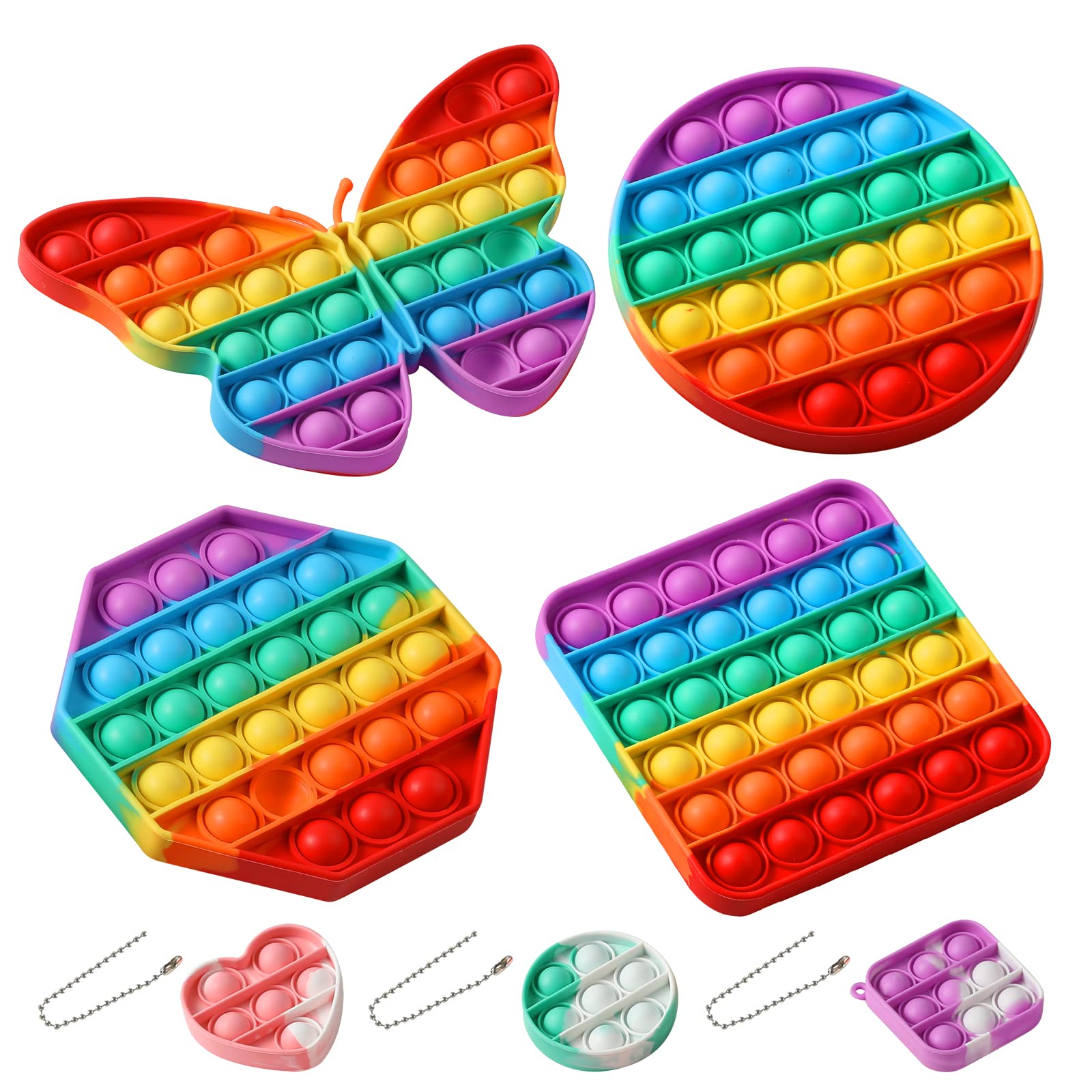 **IYOUYA 7 Pack Pop Fidget Toys - Push Bubble Sensory Stress Relief Toys for Kids & Adults, Butterfly Set - Perfect for Anxiety Relief, Classroom, Office & Travel**