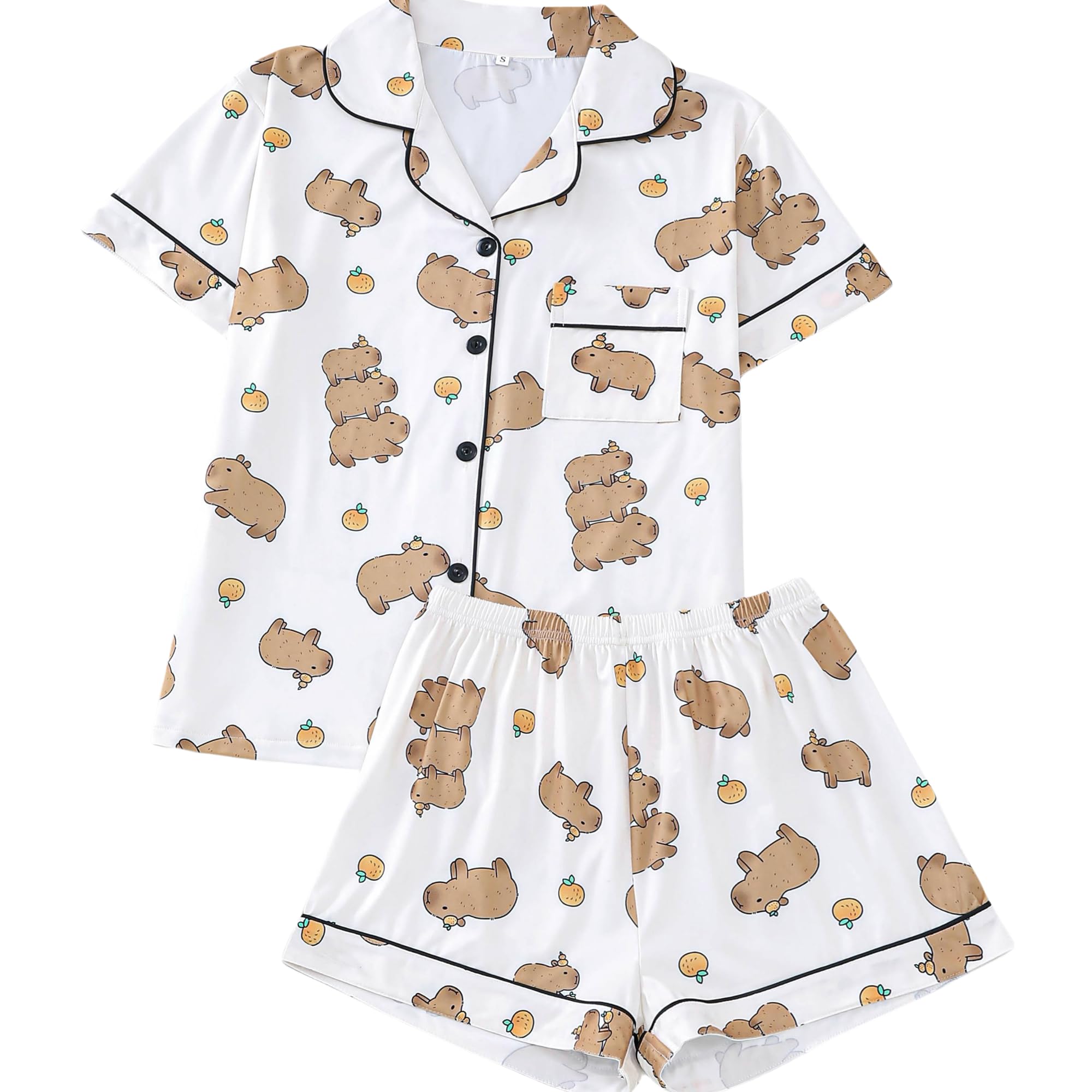 Cute Water Dolphin Print Women's Pajama Set - Soft Lounge Pajamas & Sleep Shorts for Women | Perfect for Sleepwear, Loungewear & Relaxing at Home