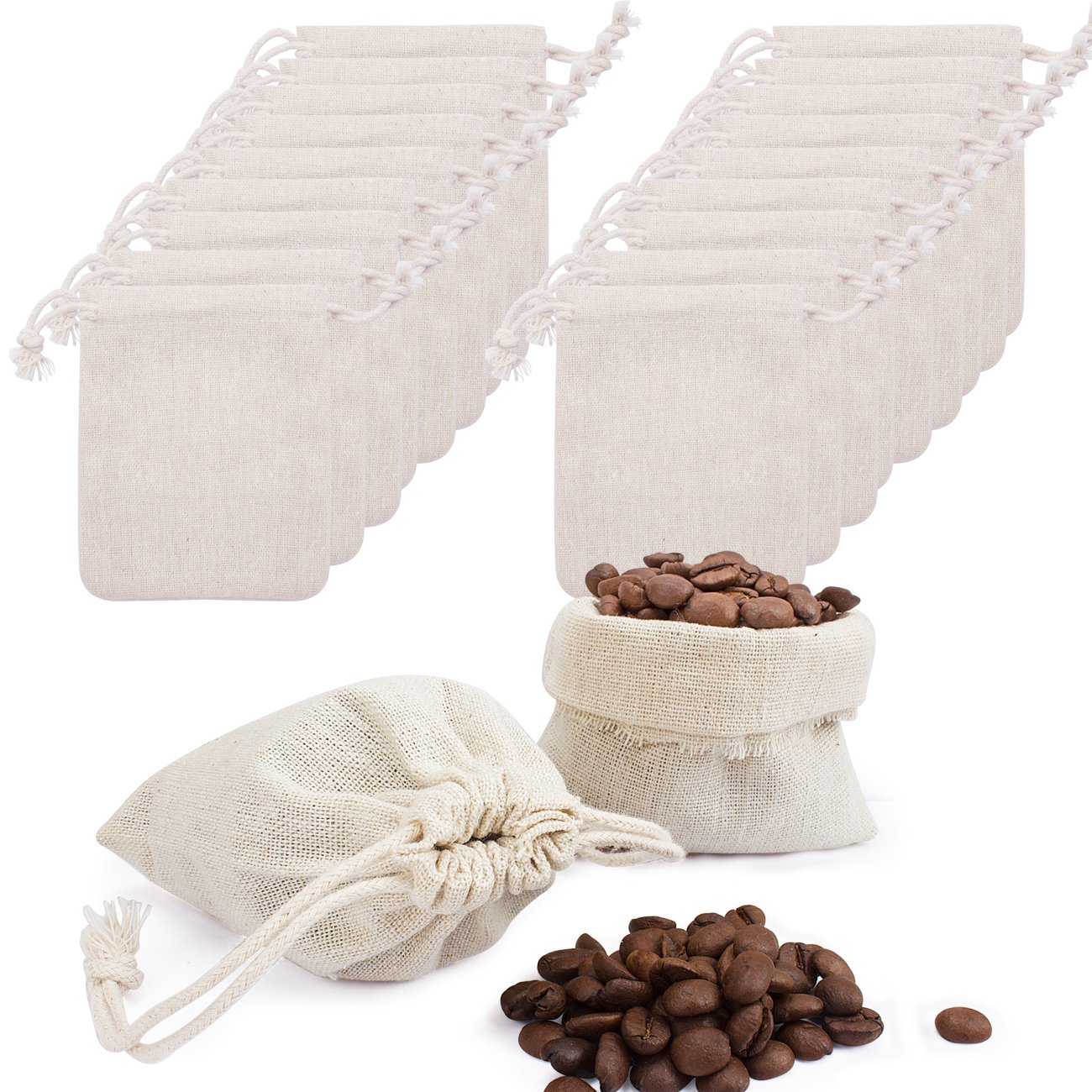 Hapdoo 24 Pack 4x5 Inches Cotton Muslin Drawstring Bags - Gift Bags, Jewelry Pouches, Wedding Favors, Party Favors & DIY Craft Supplies for Jewelry, Soap, Candles, Herbs & More