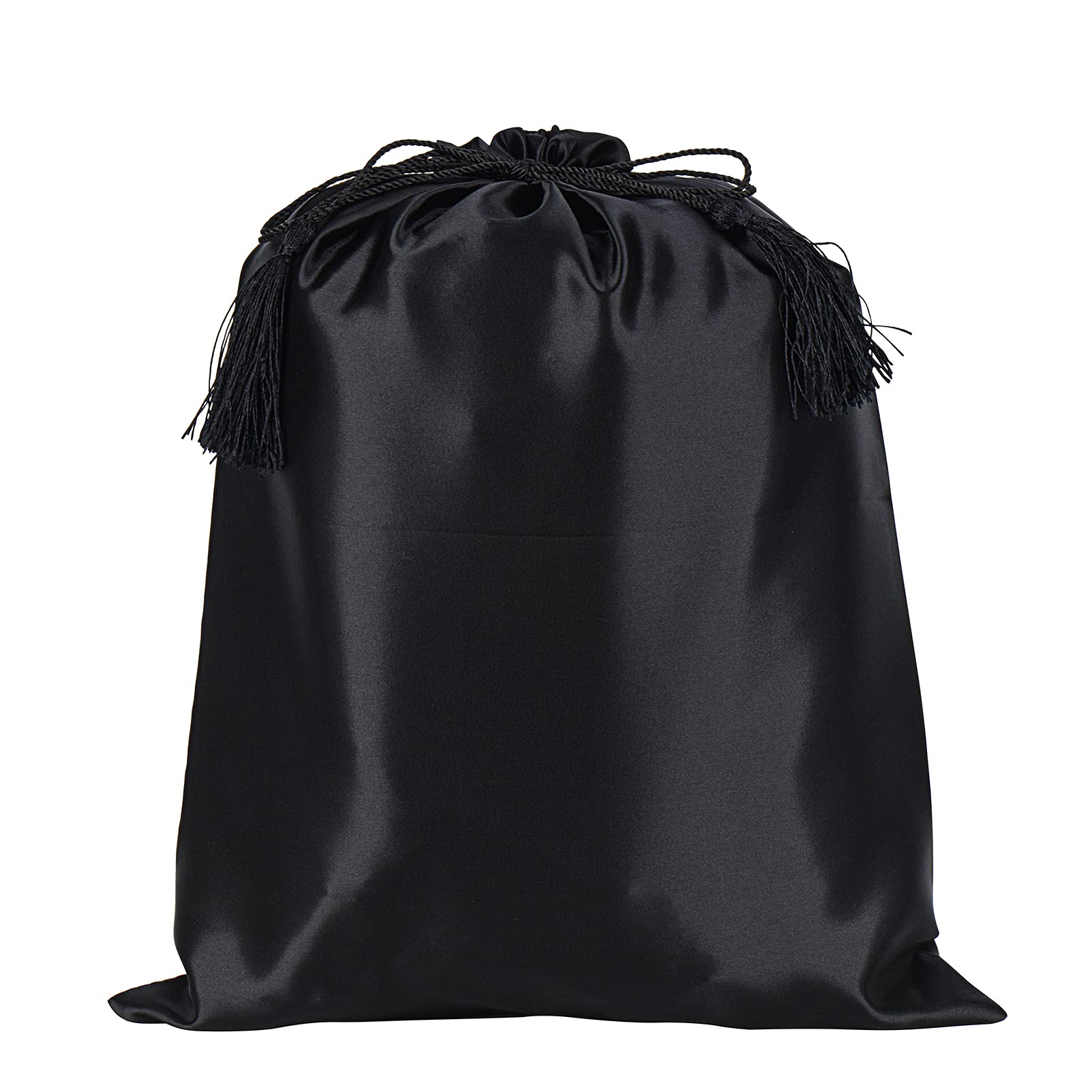 2 Pack Satin Wig Storage Bags with Drawstring & Tassel - Soft Hair Extension & Wig Pouches for Home, Salon, Travel - Black (Perfect for Organizing Wigs, Weaves & Hair Bundles)