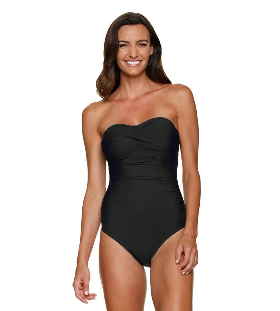 Helen Jon Twist Bandeau One-Piece Swimsuit - Women's Sexy High Cut Monokini for Beach & Pool Vacations