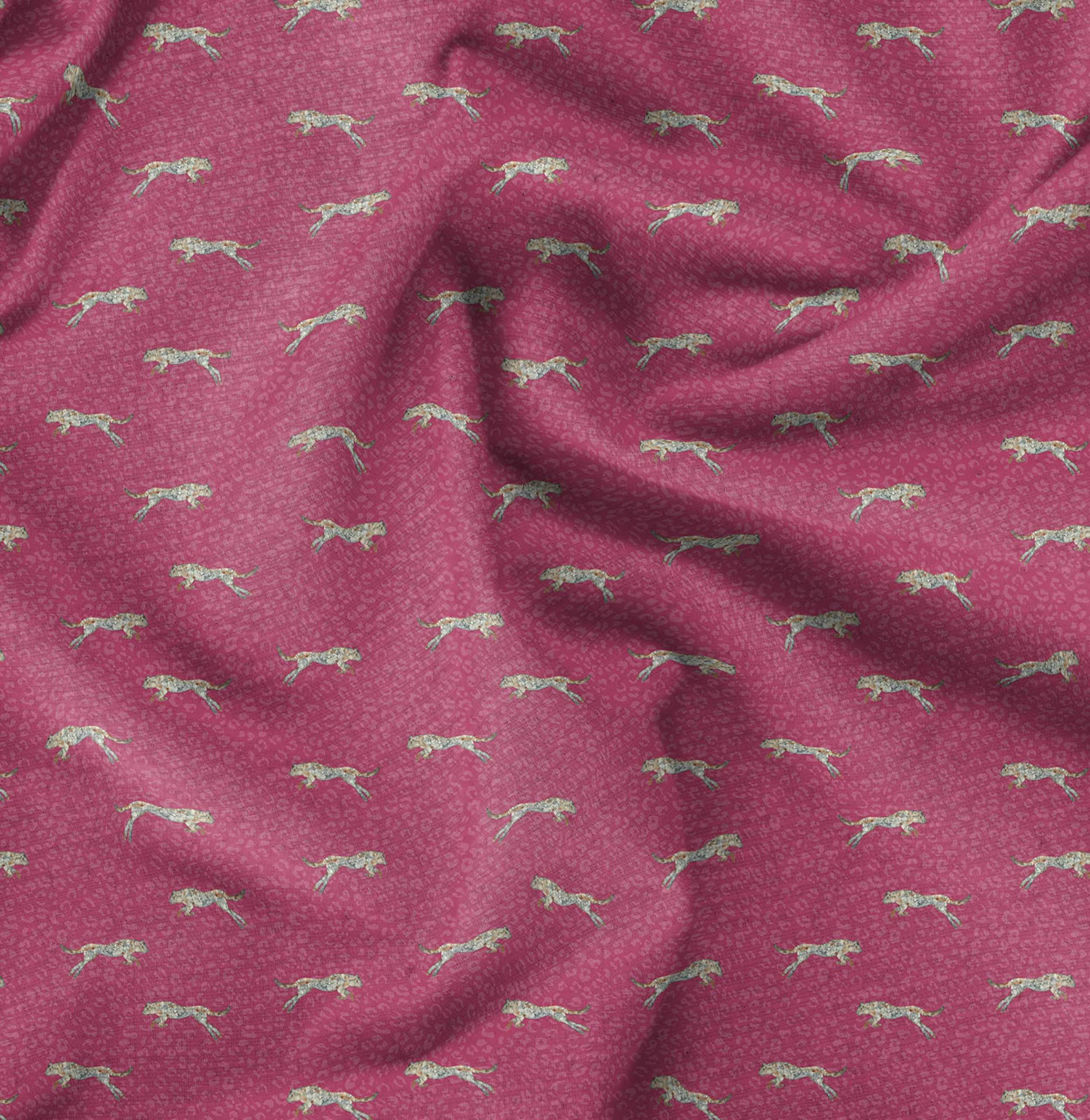 Soimoi Moss Georgette Pink Fabric by The Yard - 42 Inch Wide Leopard Print Animal Skin Textile for Dresses, Blouses & Scarves - Stylish Printed Fabric for Fashion Design & DIY Projects