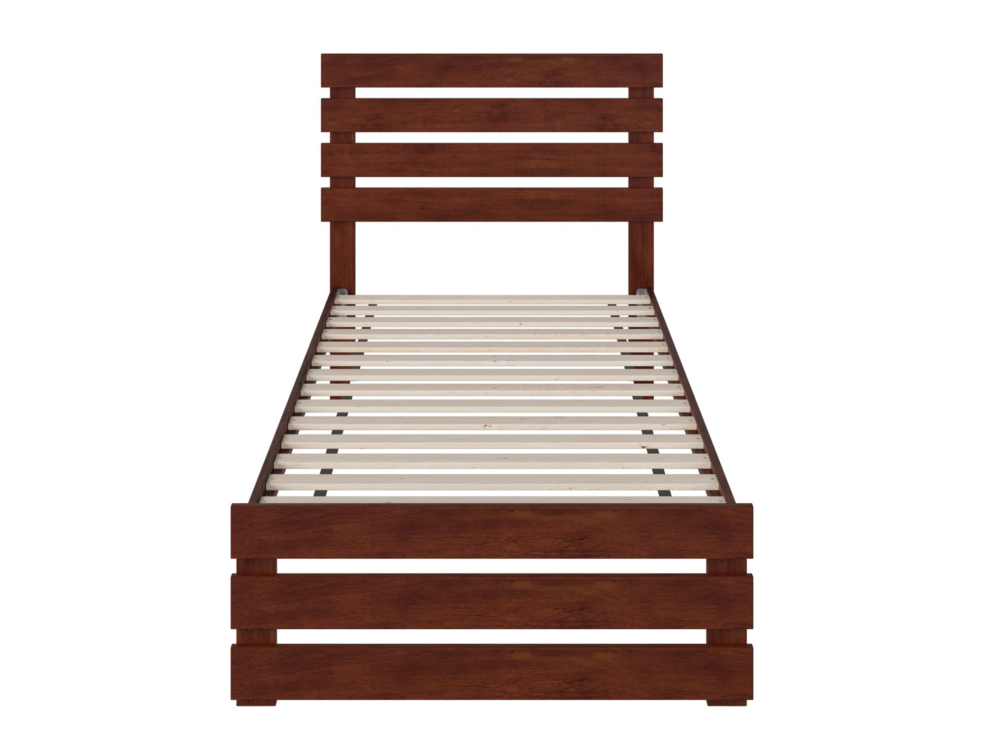 AFI Oxford Twin Extra Long Bed Frame with Footboard & USB Turbo Charger - Walnut Finish for Kids, Teens & Guest Rooms | Durable & Stylish Bedroom Furniture