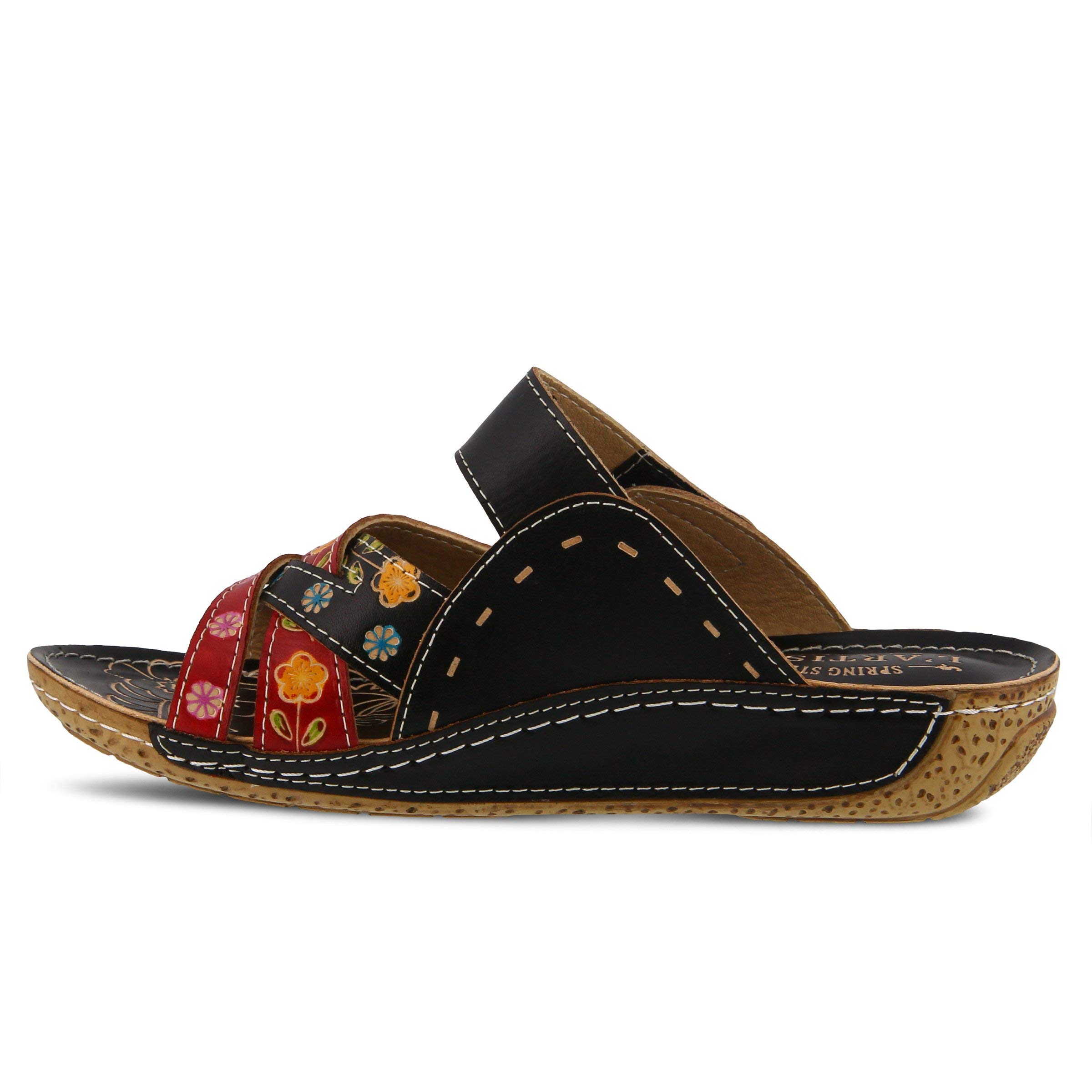 L'Artiste by Spring Step Women's Leigh Leather Slide Sandals - Comfortable Casual Slip-On Shoes for Summer, Beach & Vacation Outfits
