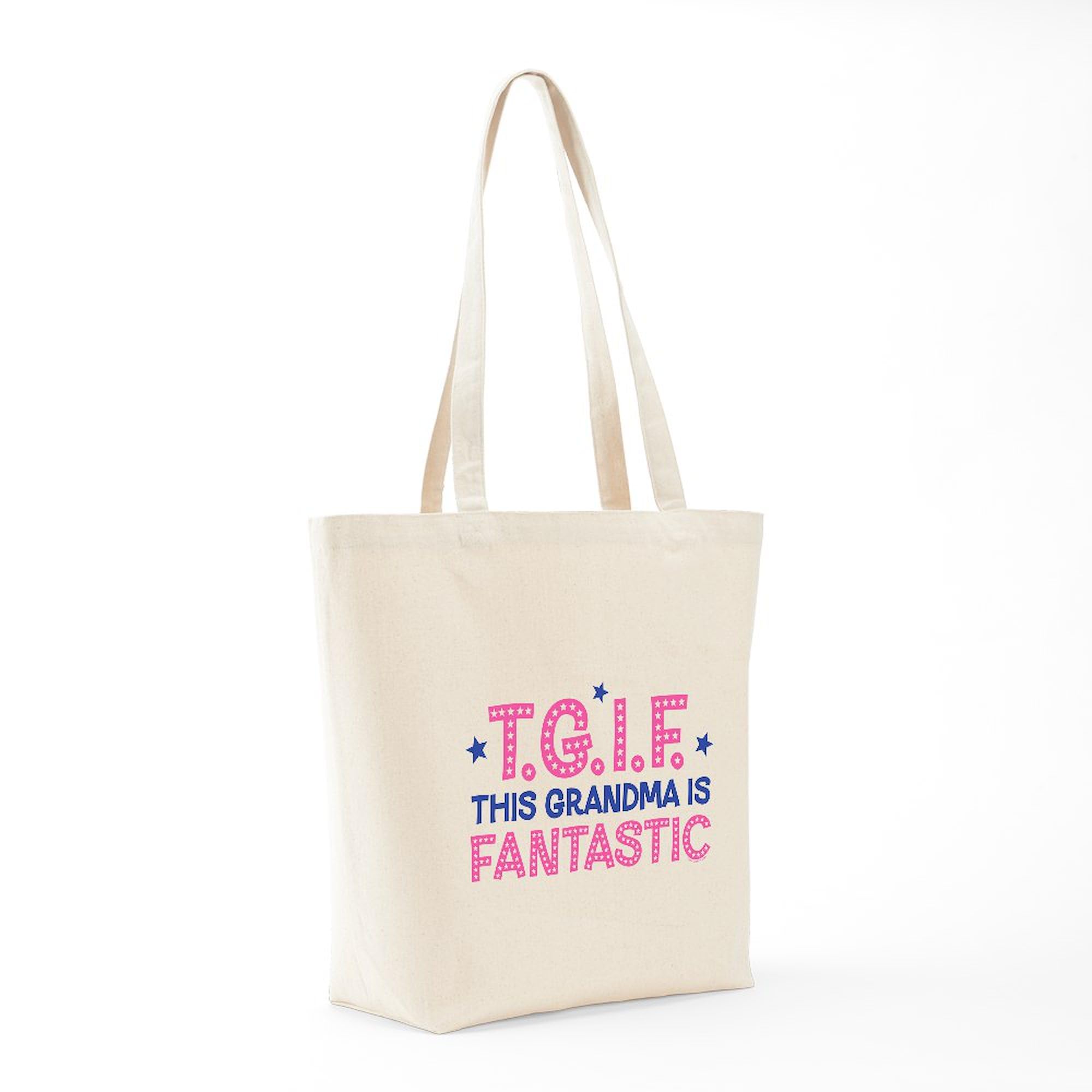 TGIF Fantastic Grandma Tote Bag - Natural Canvas Reusable Shopping Bag for Women - Perfect for Groceries, Beach Trips & Everyday Use