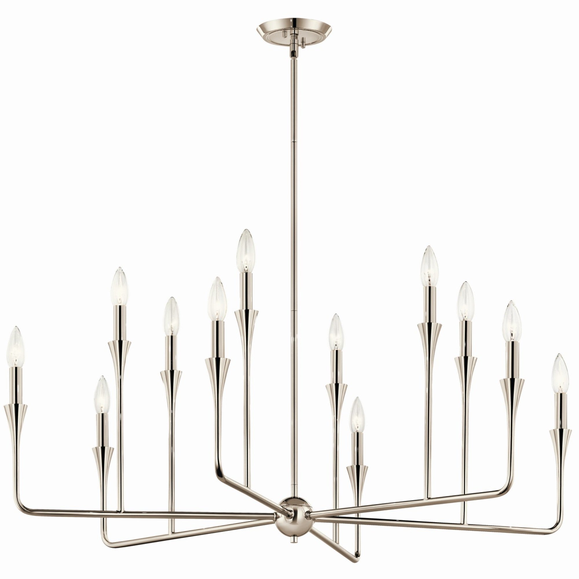 Alvaro 40-Inch 12-Light Multi-Tier Crystal Chandelier with Polished Nickel Finish - Perfect for Dining Room, Foyer, or Luxury Bedroom Lighting