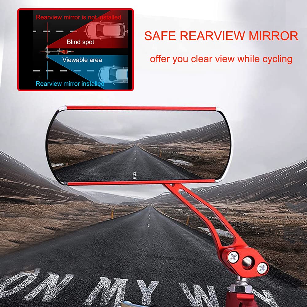 **2 Pack Bike Handlebar Mirrors - Rearview Safety Mirrors for Electric, Mountain & Fixed Gear Bicycles (Red) - Perfect for Commuting, Off-Road & Urban Riding**