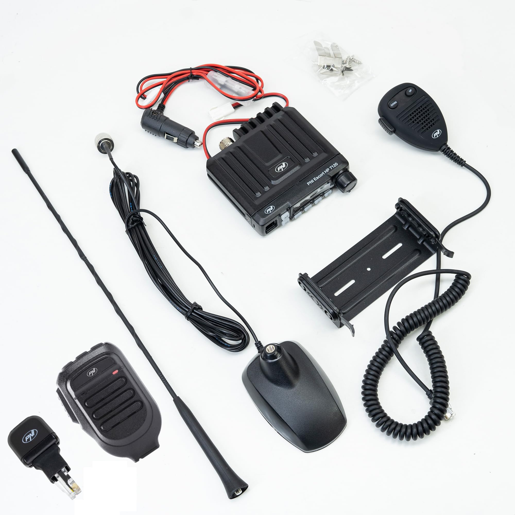 PNI Escort HP 7120 CB Radio Kit with Extra 48 Antenna & Bluetooth Mike 65 Microphone - Complete CB Station for Truckers, Off-Roading & Emergency Communication