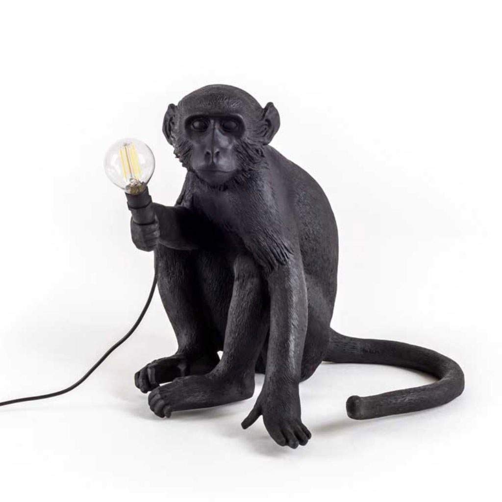Industrial Hemp Rope Resin Monkey Table Lamp - Vintage Creative Desk & Bedside Lighting for Living Room, Bedroom, Office - Perfect for Home Decor, Reading & Ambient Lighting
