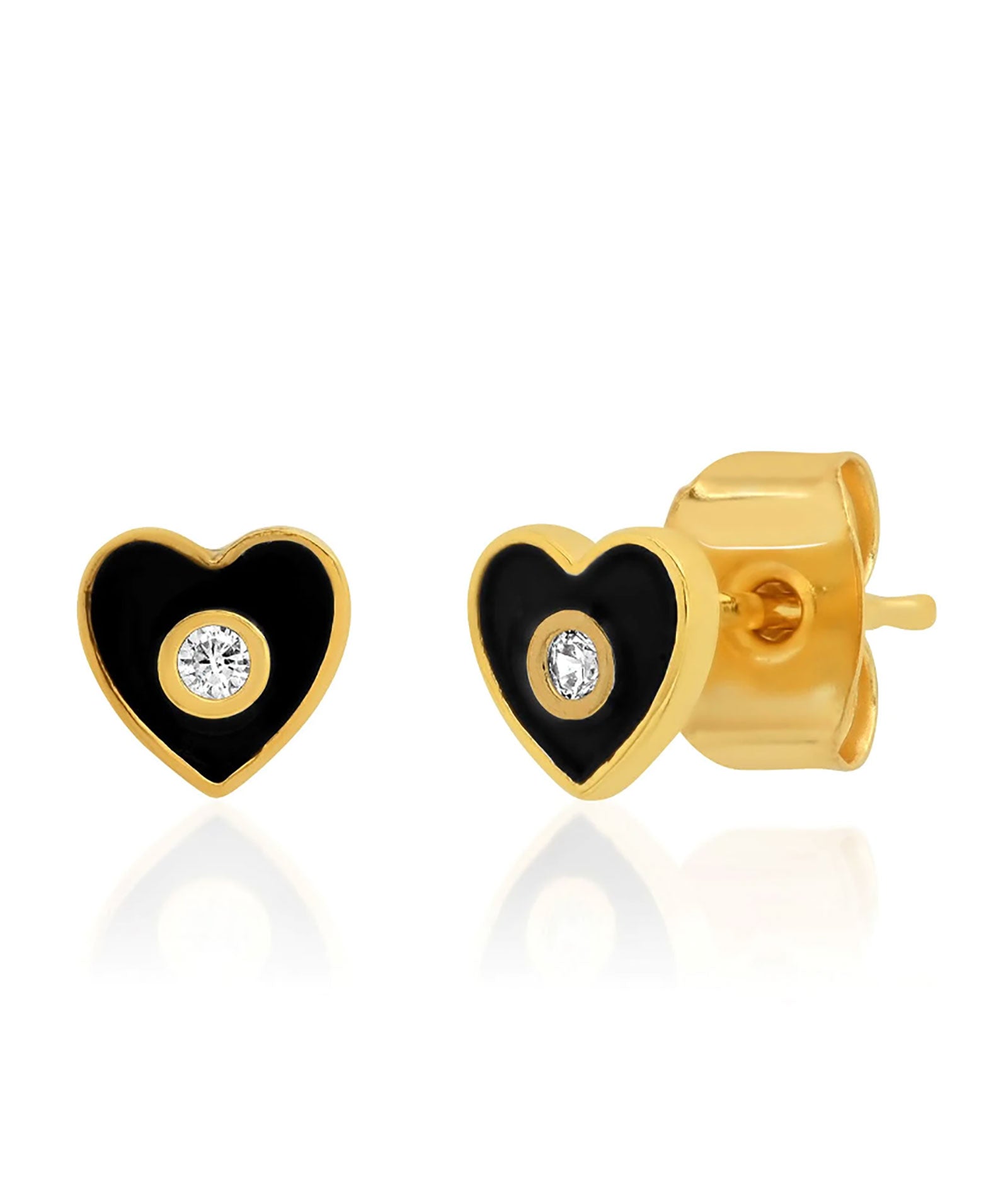 TAI Enamel Heart Stud Earrings with CZ Accents - Perfect for Valentine's Day Gifts, Anniversary Presents & Everyday Fashion Jewelry