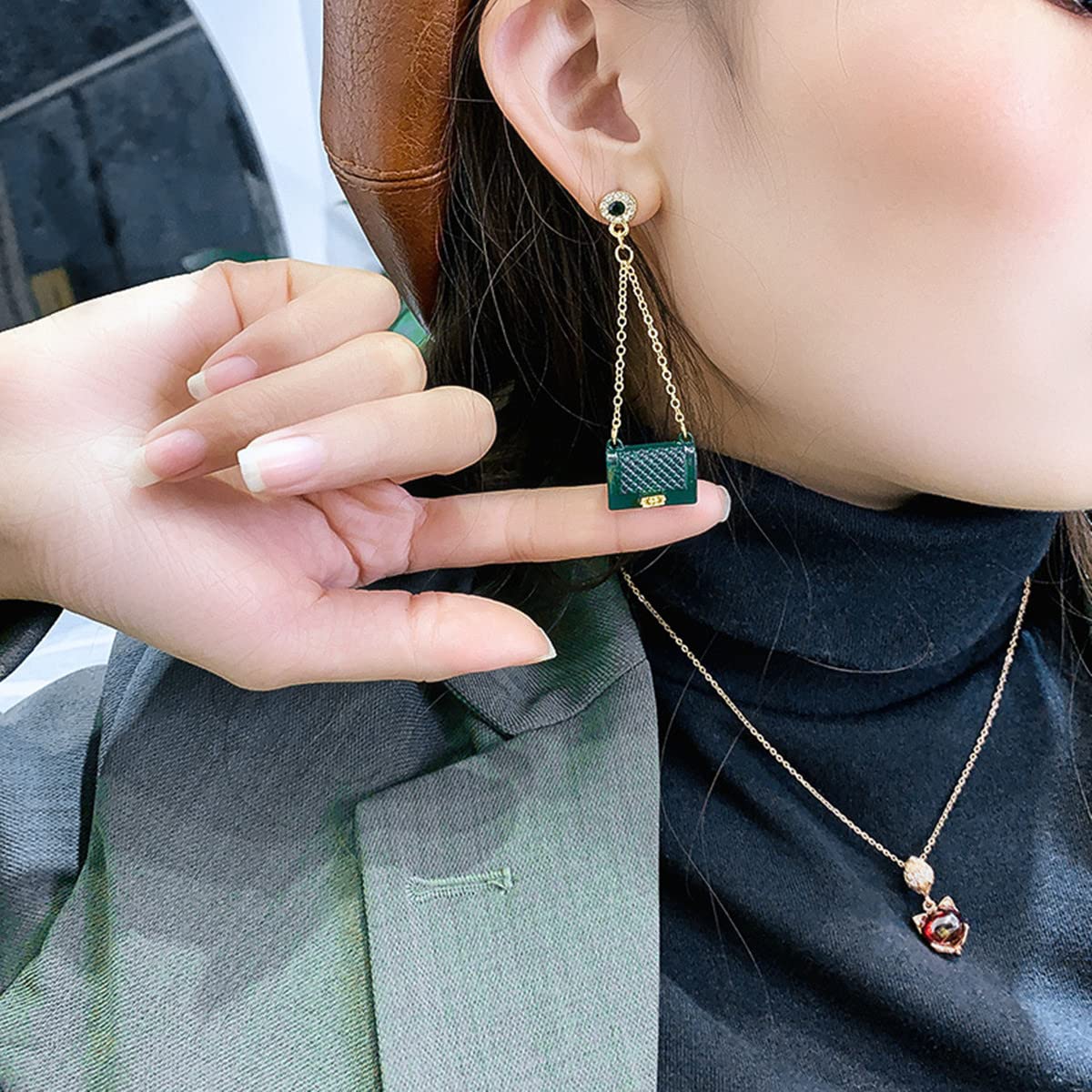 Elegant Women's Long Chain Tassel Handbag Earrings - Stylish Dangle Drop Jewelry for Girls & Ladies - Perfect for Parties, Dating & Shopping Accessories