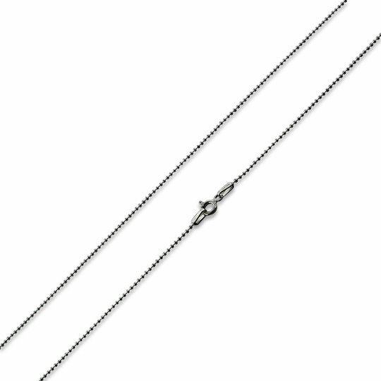 1.2mm Rhodium Plated Sterling Silver Bead Chain Necklace for Women - Elegant Layering & Everyday Jewelry