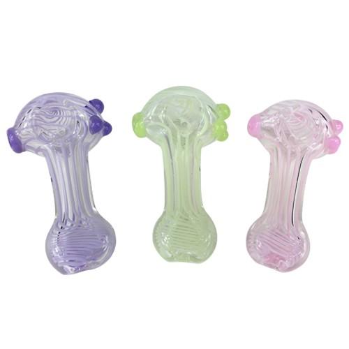 Sleek Striped Glass Hand Pipe for Smoking - Portable & Durable Design for Travel, Camping, and Outdoor Use