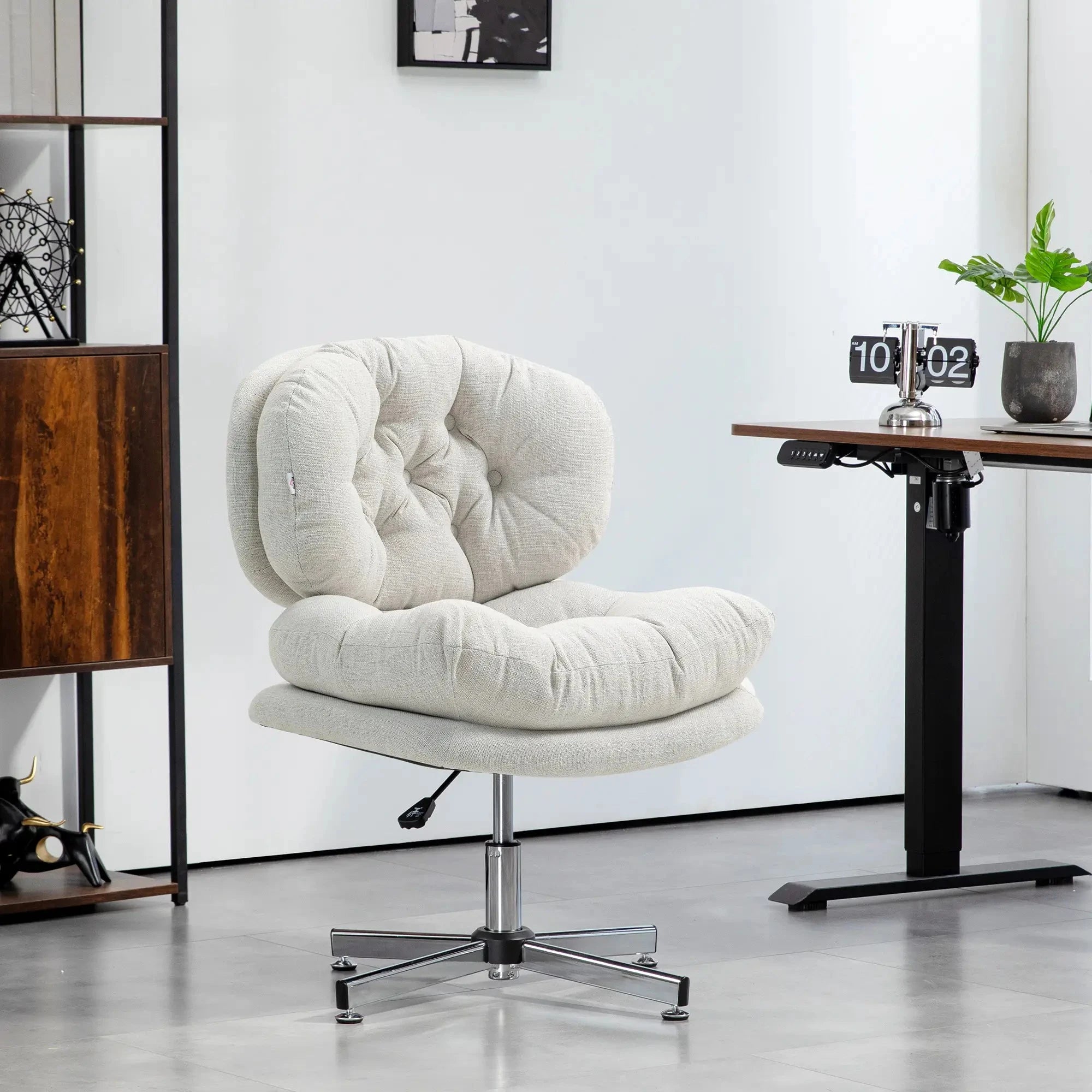 Ergonomic Armless Office Chair with Wide Padded Seat - Adjustable Height Task Chair for Home & Office - Available in Black & Gray - Perfect for Small Spaces, Conference Rooms & Waiting Areas