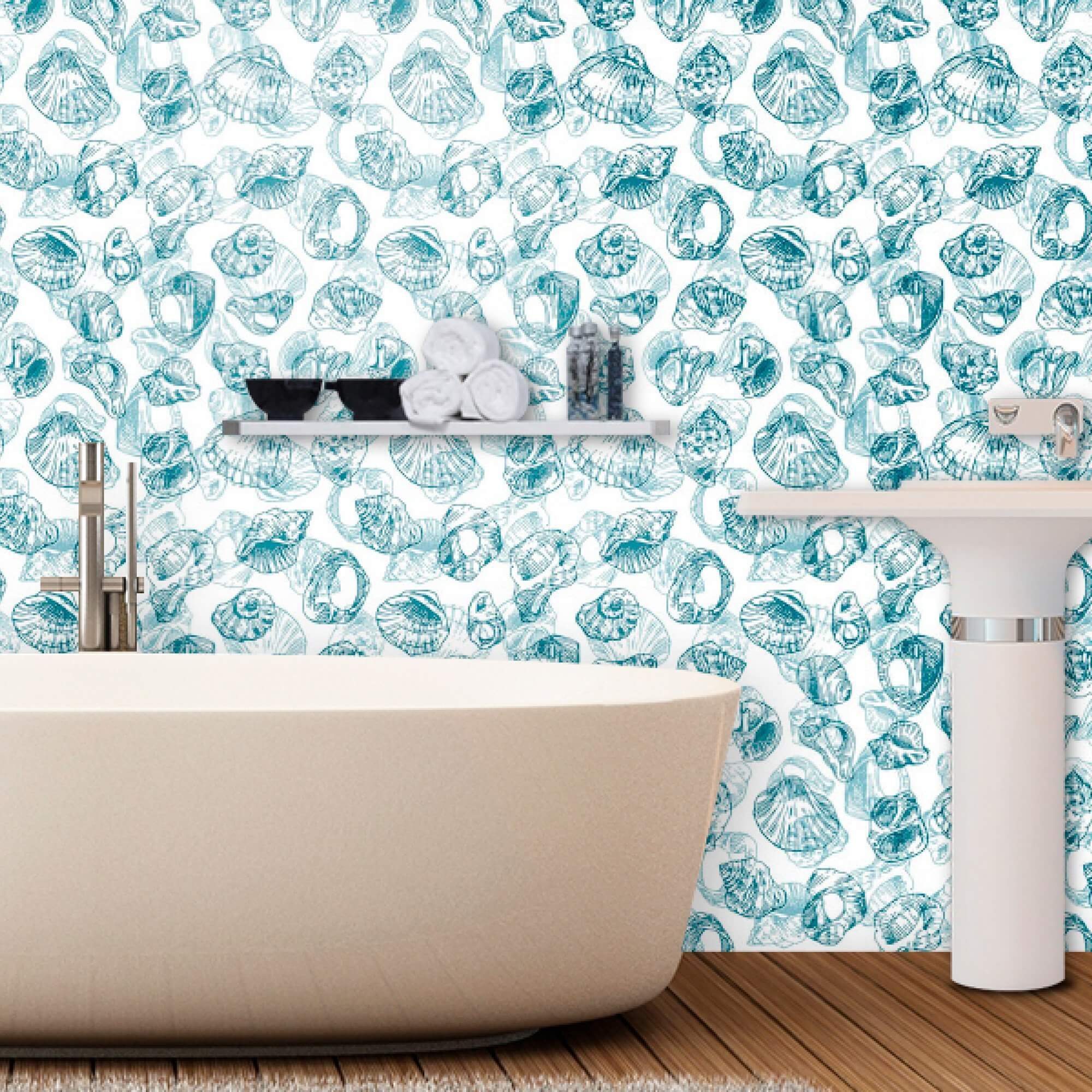 Nautical Themed White Illustration Peel and Stick Removable Wallpaper - Perfect for Coastal Home Decor, Nursery, or Office Accent Wall