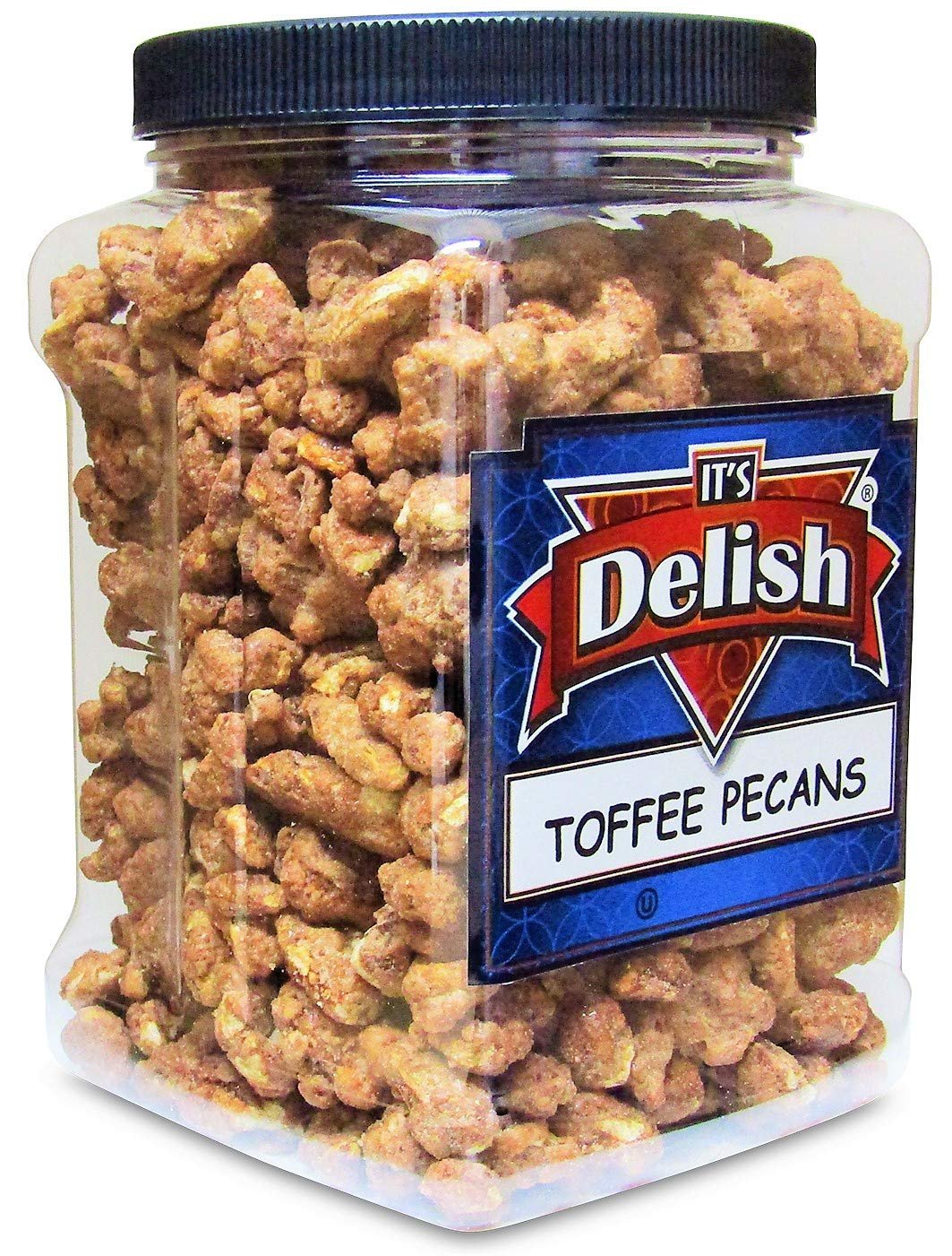 Premium Toffee Coated Pecans - 2.2 LBS Bulk Snacks in Jumbo Reusable Jar | Sweet & Crunchy Gourmet Nuts for Gifts, Parties & Healthy Snacking