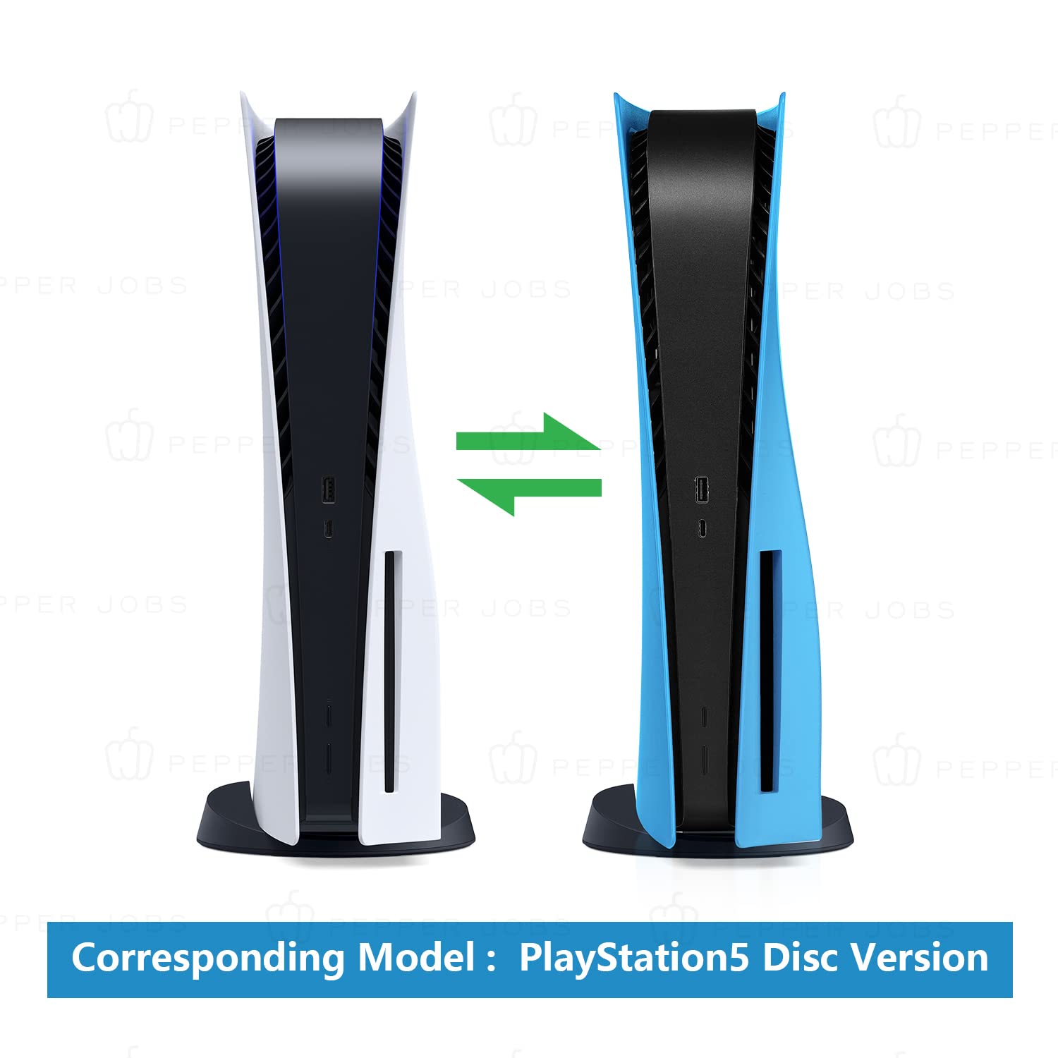 PEPPER JOBS Shockproof PS5 Console Cover - Hard ABS Protective Case with Anti-Scratch & Dustproof Design for PS5 Disc Edition (Starlight Blue) | Perfect for Gaming Protection & Home Decor