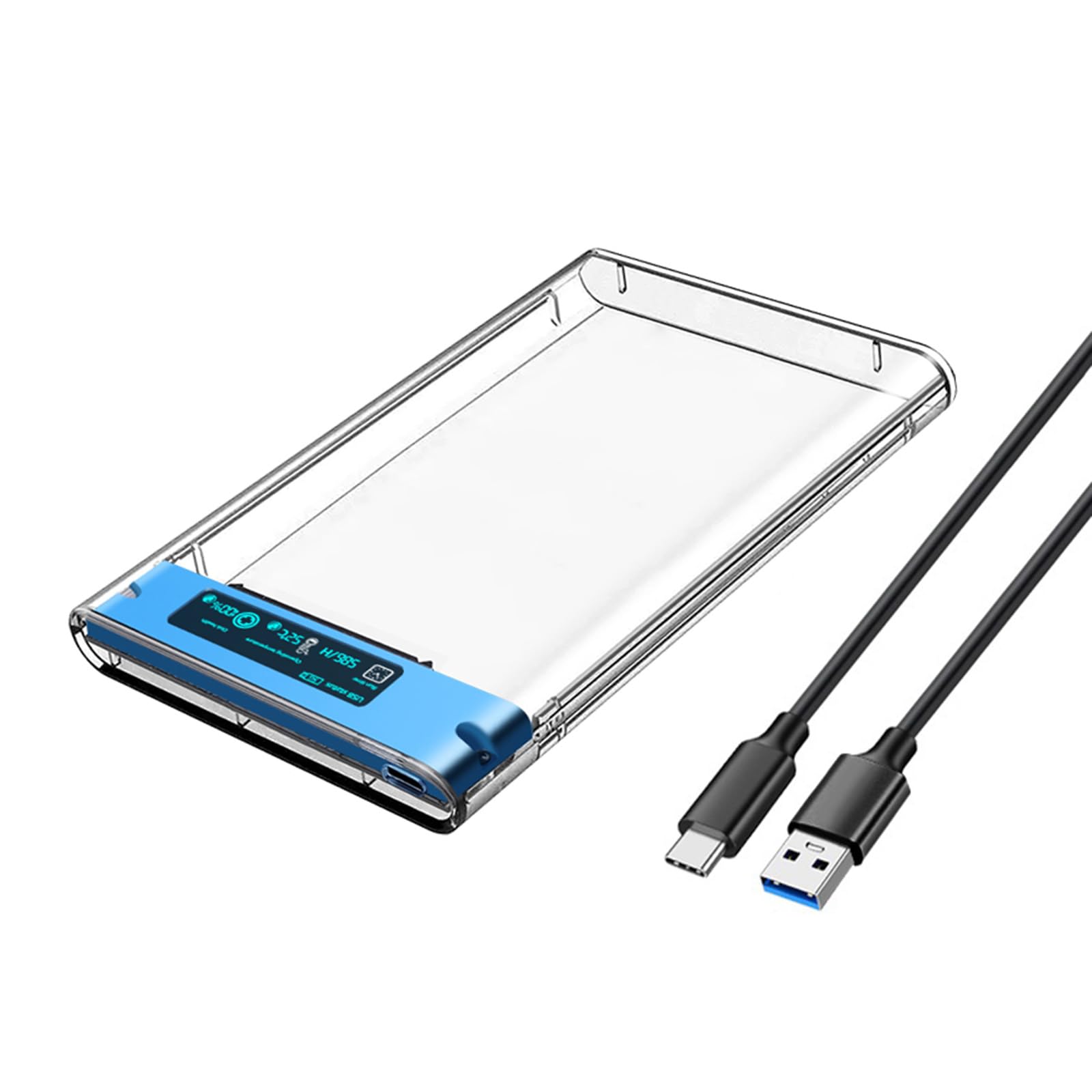 JSZDFSV 2.5 Inch USB 3.0 Hard Drive Enclosure - Transparent SSD Case for Laptop & Computer Storage - ABS Plastic External HDD Housing for Data Backup & File Transfer