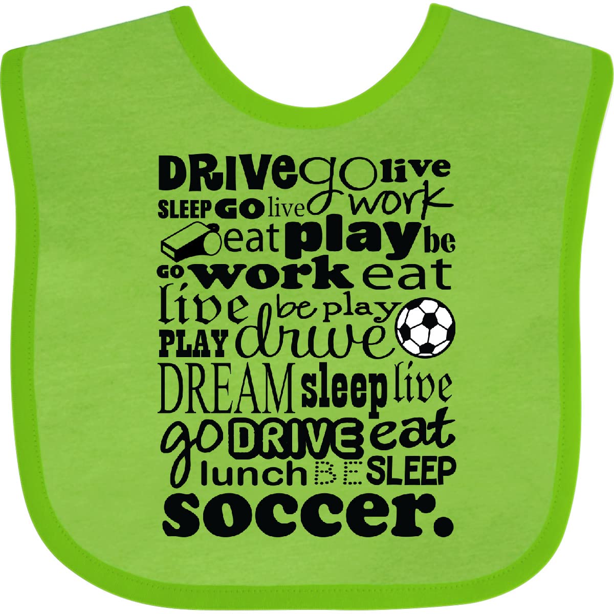 Inktastic Eat Sleep Play Soccer Player Baby Bib - Soft Cotton Drool Bib for Infants & Toddlers - Perfect for Soccer Fans, Game Days, and Playtime