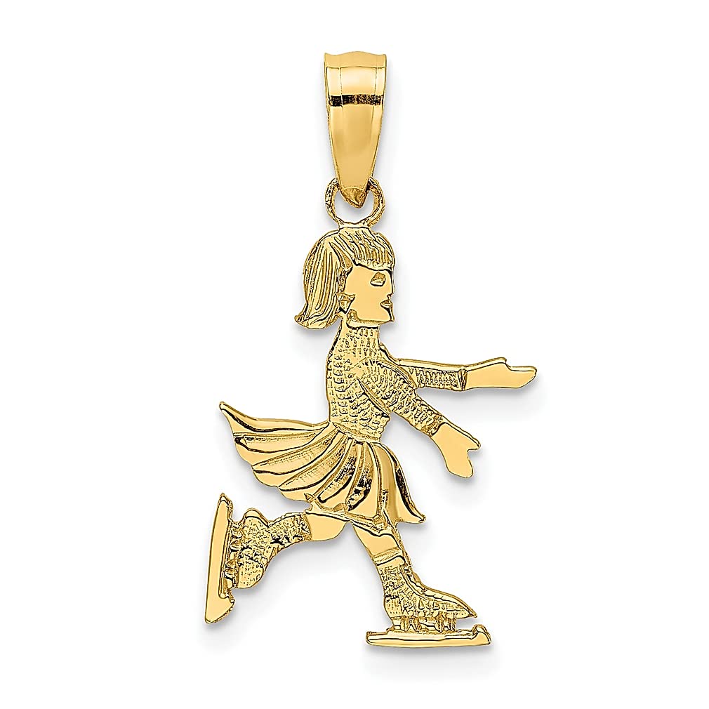 14K Yellow Gold Ice Skater Charm Necklace - Elegant Figure Skating Jewelry Pendant for Women - Perfect Gift for Skaters, Athletes & Ice Dancing Enthusiasts - Great for Birthdays, Anniversaries & Special Occasions