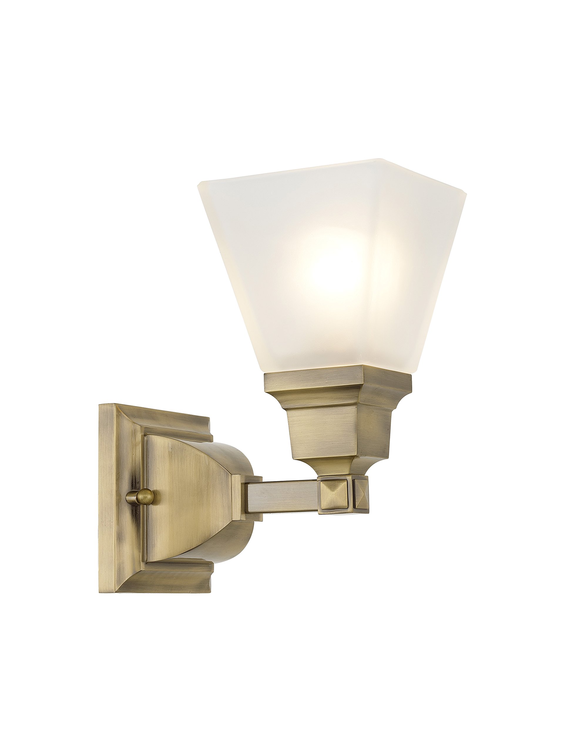 Livex Lighting 1031-01 Mission Style 1-Light Bathroom Vanity Light Fixture in Antique Brass - Perfect for Bathroom, Powder Room, and Dressing Area Lighting