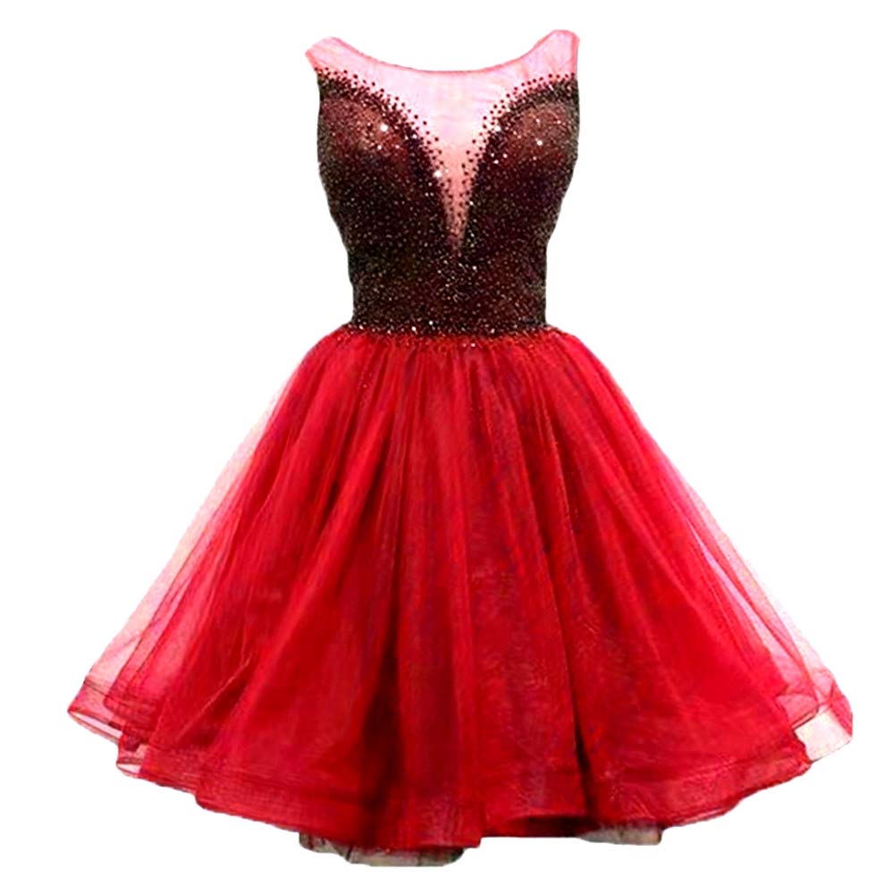 Elegant Women's A-Line Tulle Beaded Prom Dress | Short Party Cocktail Gown with Sequins | Perfect for Homecoming, Evening Parties & Special Occasions