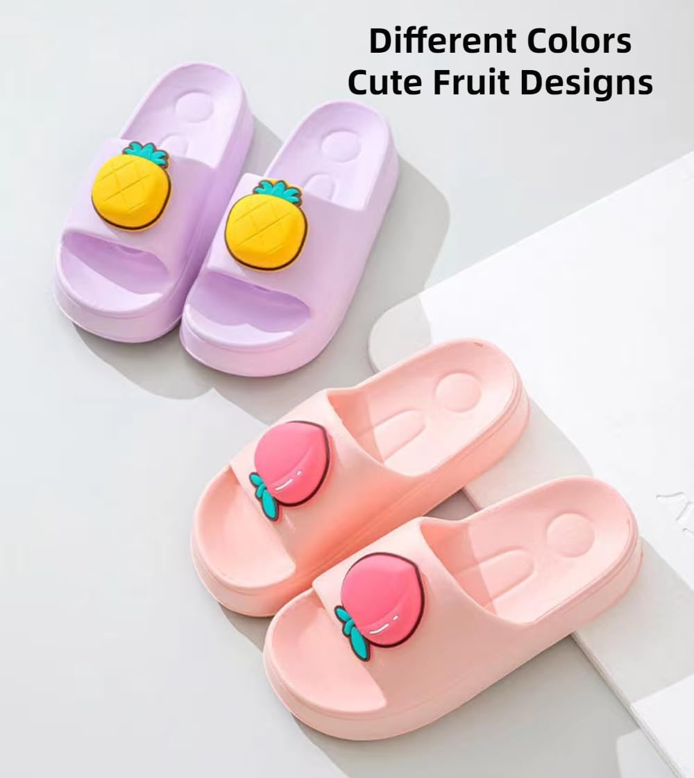 Women's Strawberry Print Cute Preppy Slippers - Anti-Slip Open Toe Soft Indoor/Outdoor Sandals for Home, Shower & Lounge | Perfect for College Dorm, Beach House & Cozy Nights