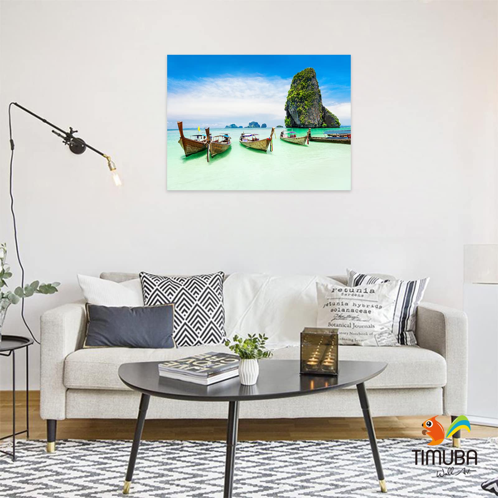 TIMUBA Coastal Beach Wall Art - 32x48 Inches Canvas Print for Bathroom & Bedroom Decor - Ocean Themed Pictures Perfect for Coastal, Nautical & Beach House Style - Ideal for Home, Office & Vacation Rental Decor